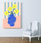 Flowers in Blue Knotted Vase by Maren Gross on GIANT ART - potted flower flowers and plants potted flower