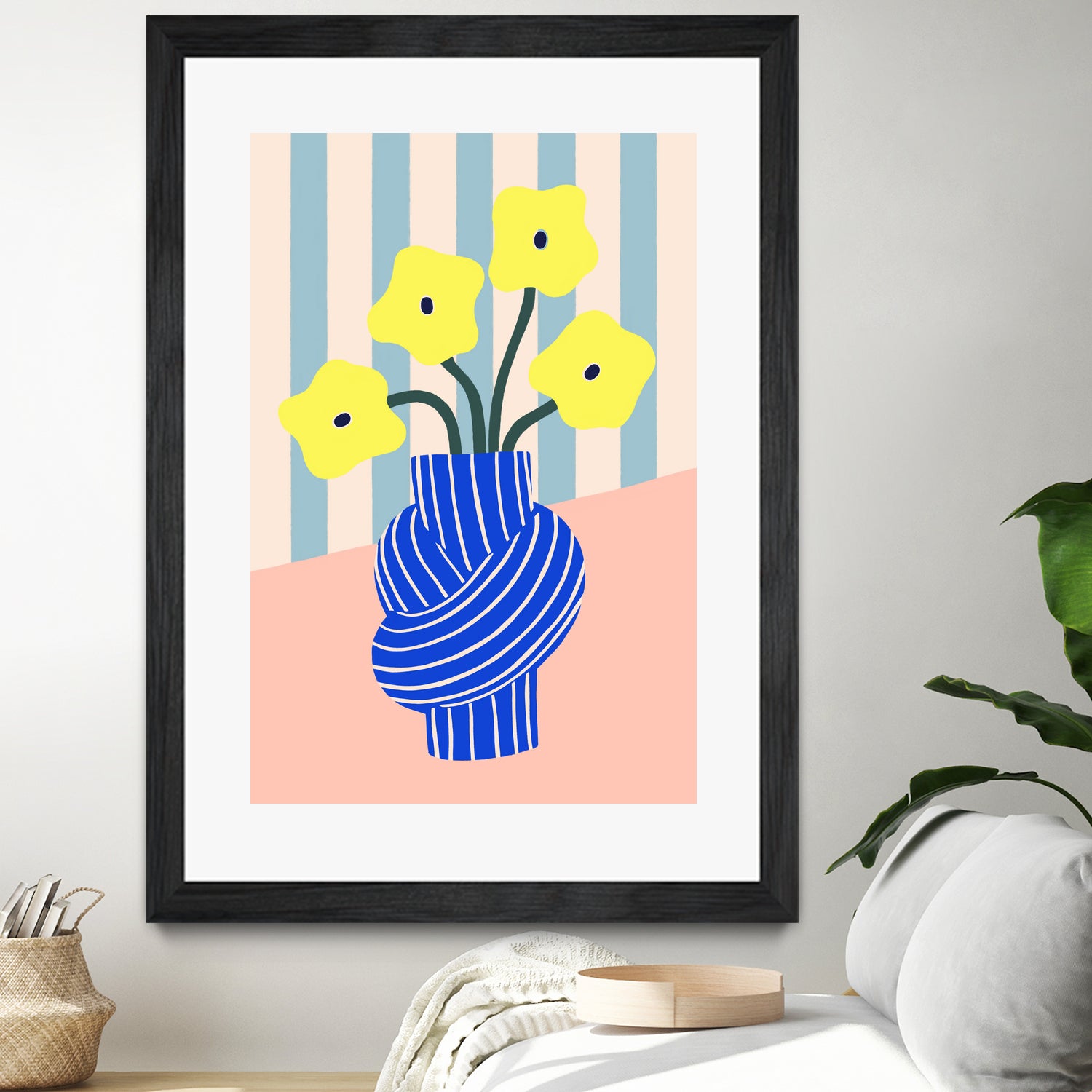Flowers in Blue Knotted Vase by Maren Gross on GIANT ART - potted flower flowers and plants potted flower