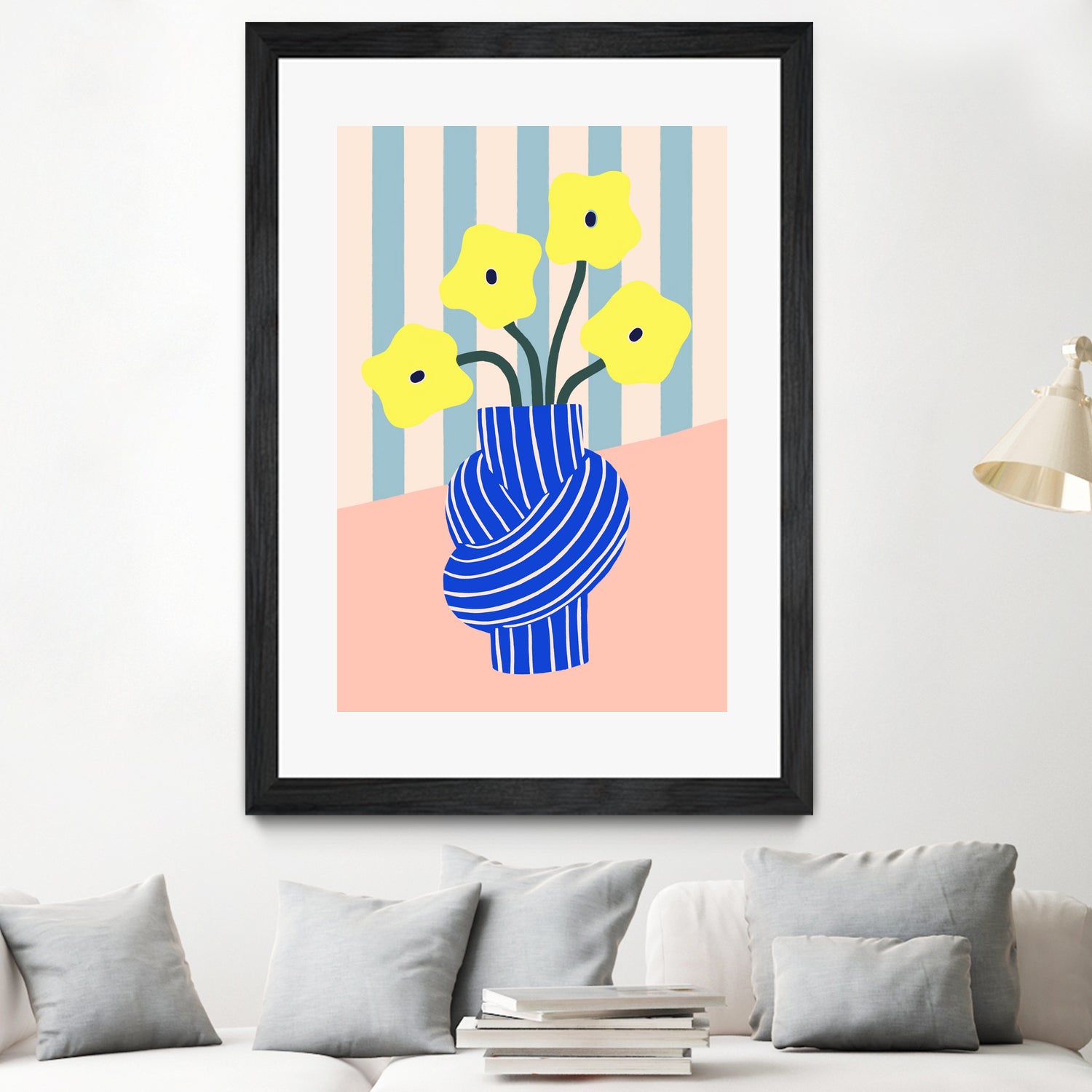 Flowers in Blue Knotted Vase by Maren Gross on GIANT ART - potted flower flowers and plants potted flower