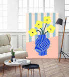 Flowers in Blue Knotted Vase by Maren Gross on GIANT ART - potted flower flowers and plants potted flower