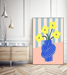 Flowers in Blue Knotted Vase by Maren Gross on GIANT ART - potted flower flowers and plants potted flower