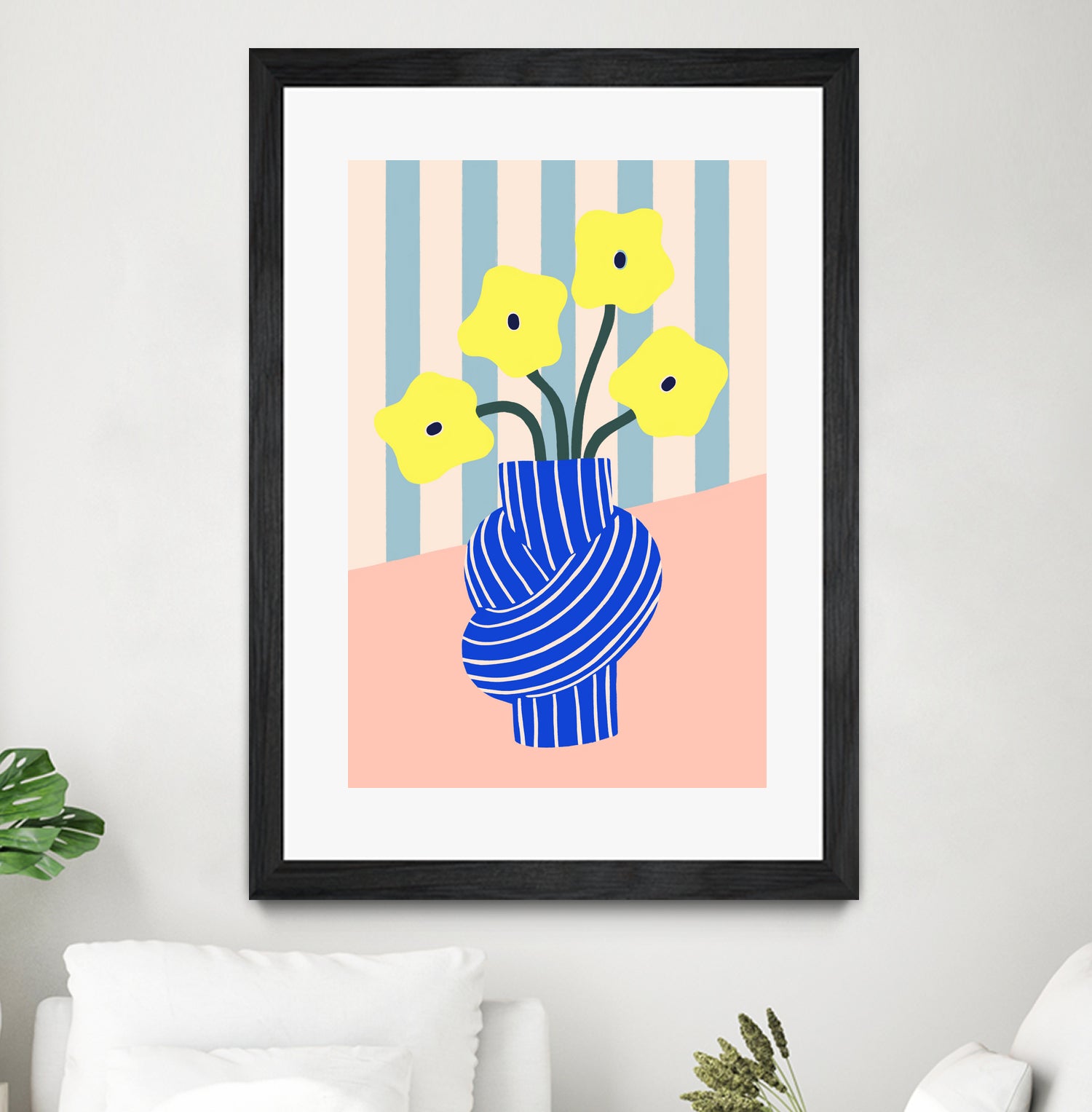 Flowers in Blue Knotted Vase by Maren Gross on GIANT ART - potted flower flowers and plants potted flower