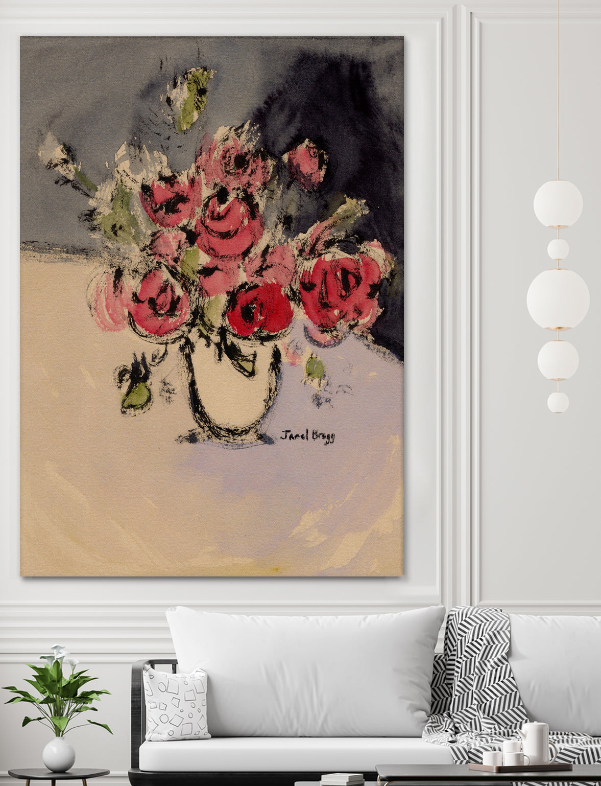 Bouquet With Beige Vase by Janel Bragg on GIANT ART - illustrations botanical illustrations