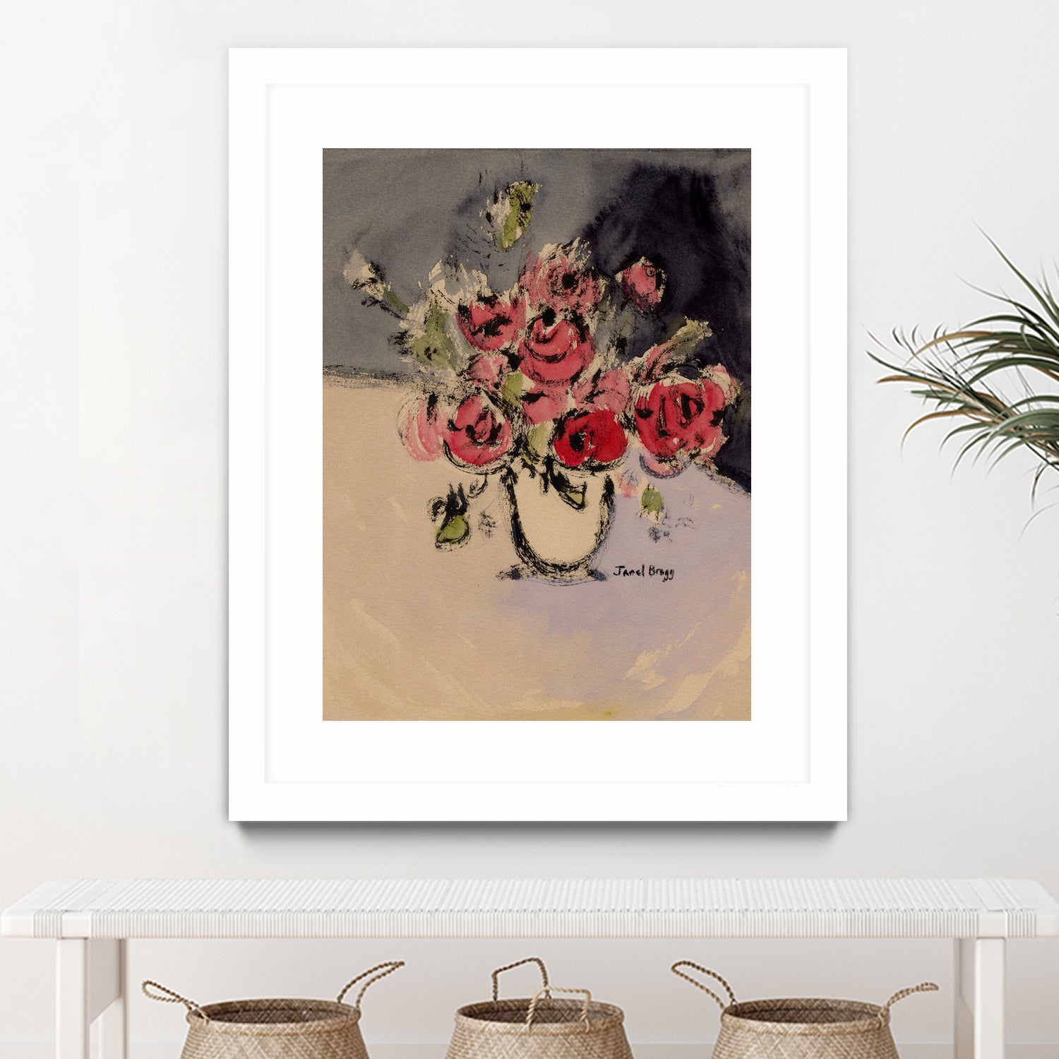 Bouquet With Beige Vase by Janel Bragg on GIANT ART - illustrations botanical illustrations