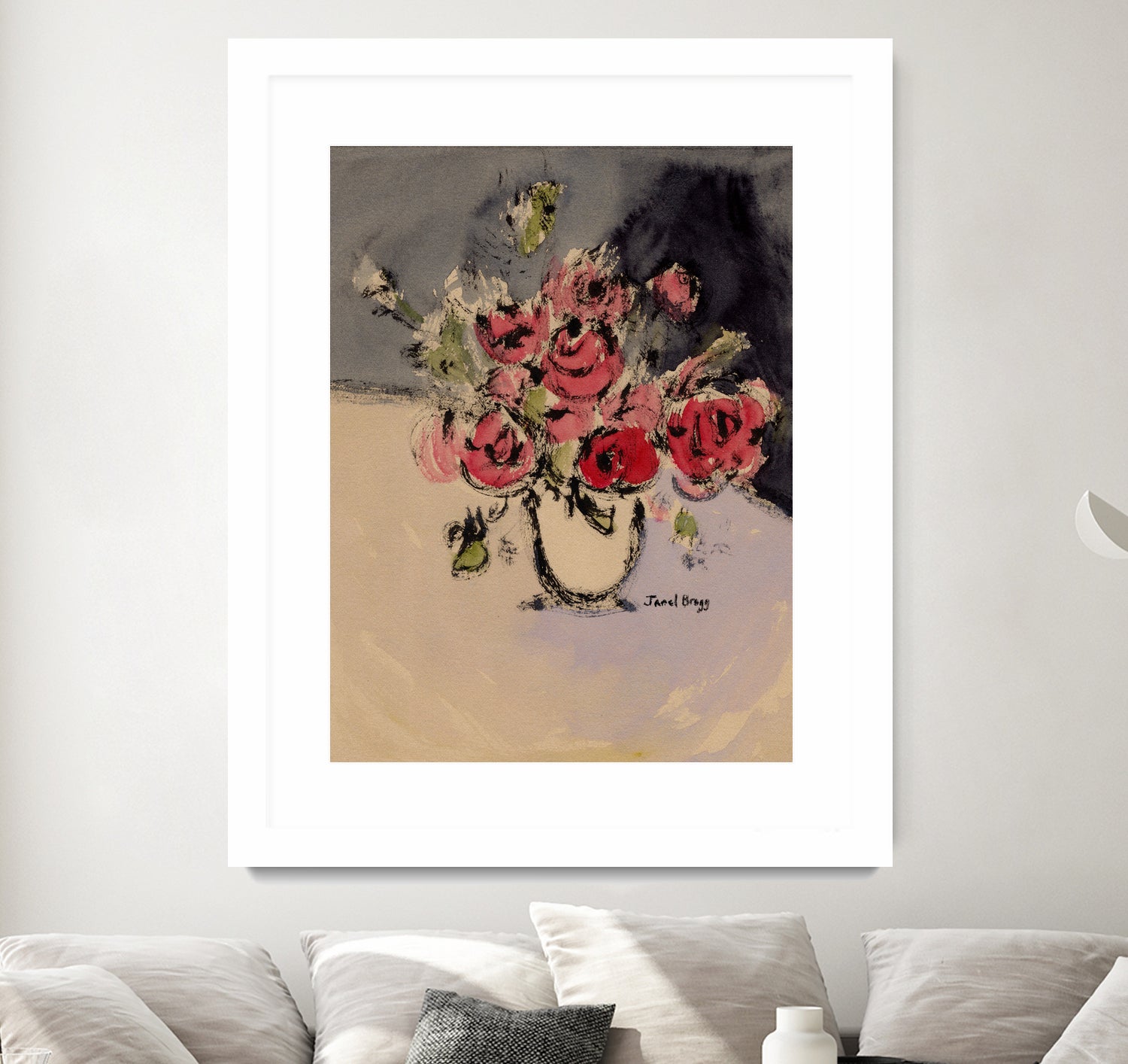 Bouquet With Beige Vase by Janel Bragg on GIANT ART - illustrations botanical illustrations