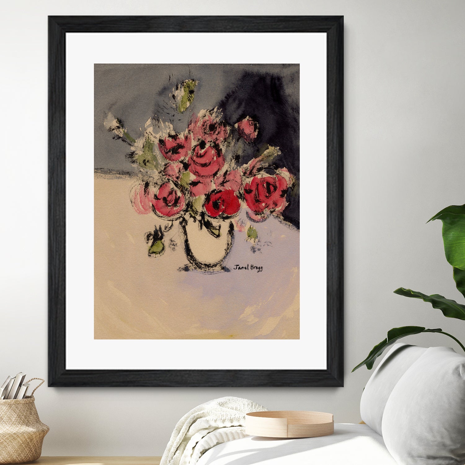 Bouquet With Beige Vase by Janel Bragg on GIANT ART - illustrations botanical illustrations