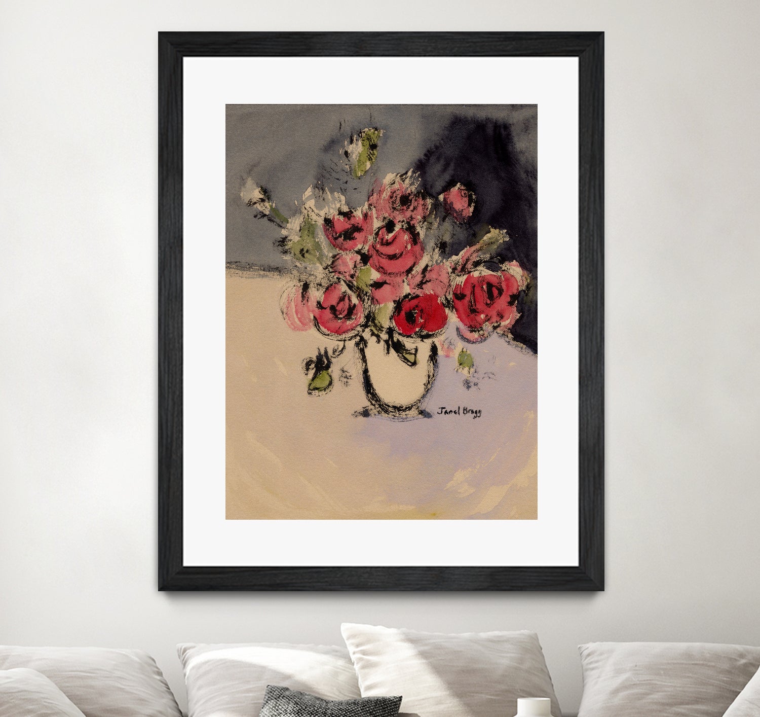 Bouquet With Beige Vase by Janel Bragg on GIANT ART - illustrations botanical illustrations