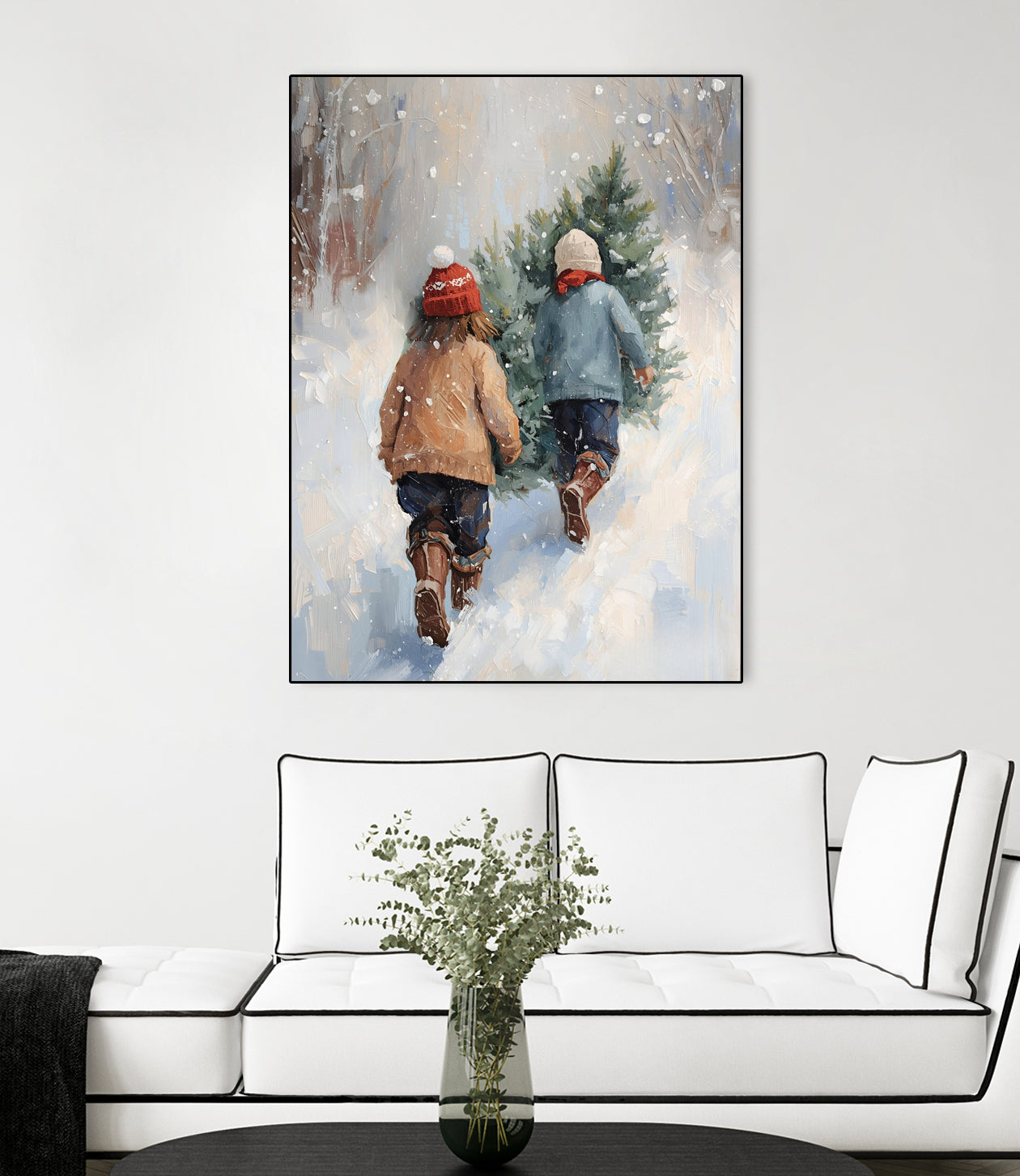 Kinder tragen Tanne im SchneegestApber by Ohkimiko on GIANT ART - kids kinder im schnee