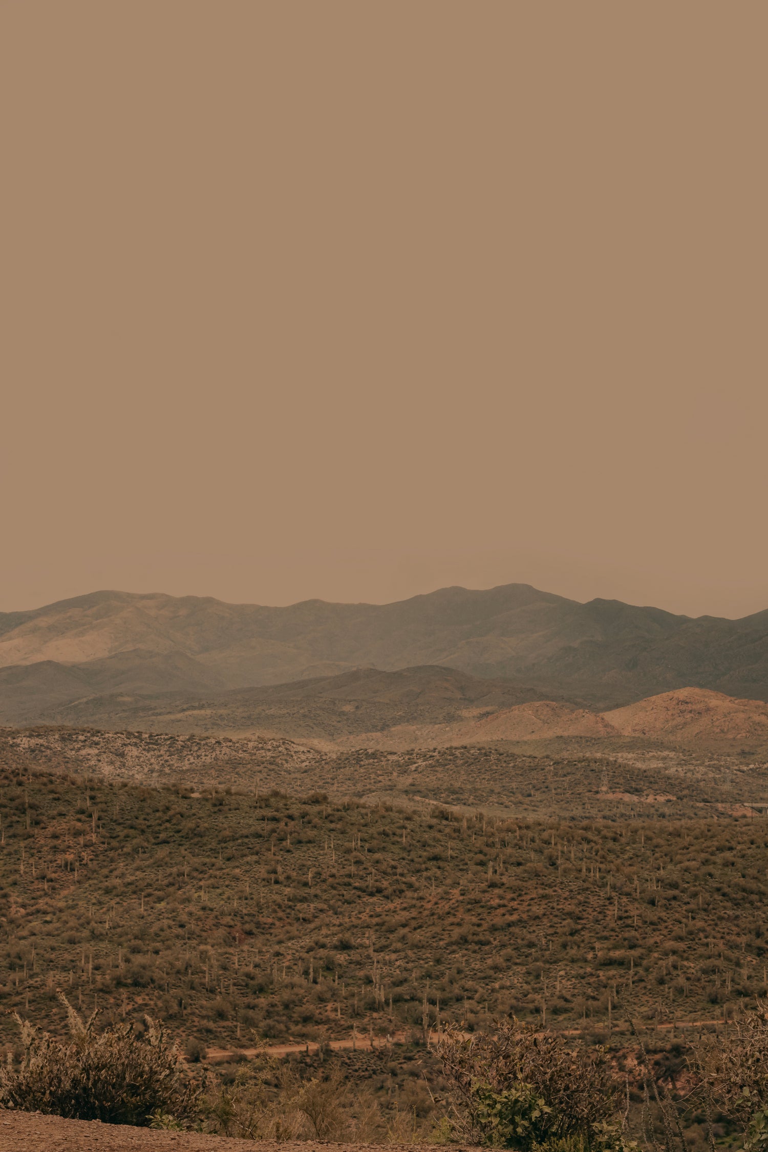 Atmospheric Layered Terrain Landscape With Warm Retro Tonal Haze by Stephanie Klatt on GIANT ART - textural landscape textural