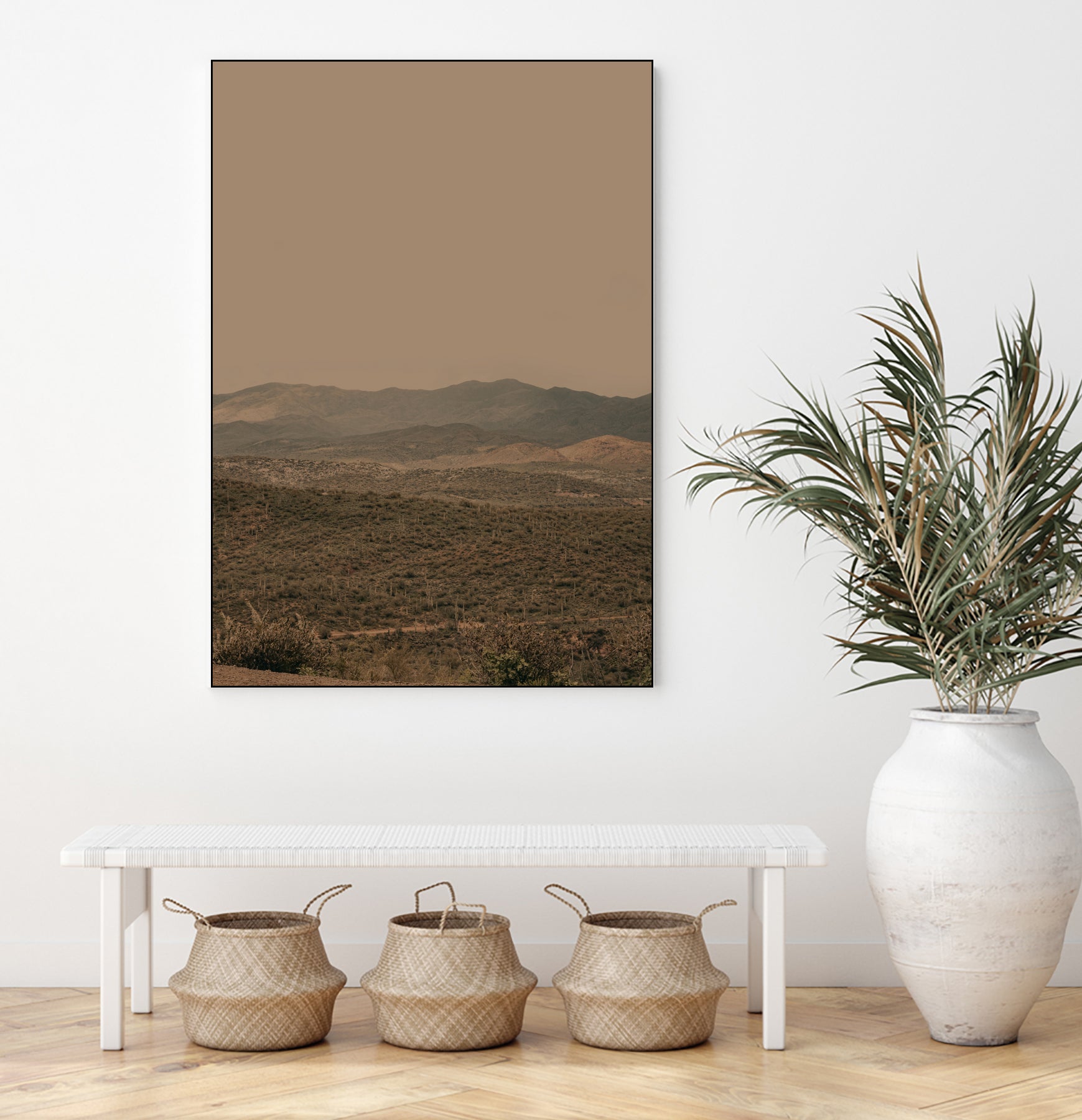 Atmospheric Layered Terrain Landscape With Warm Retro Tonal Haze by Stephanie Klatt on GIANT ART - textural landscape textural