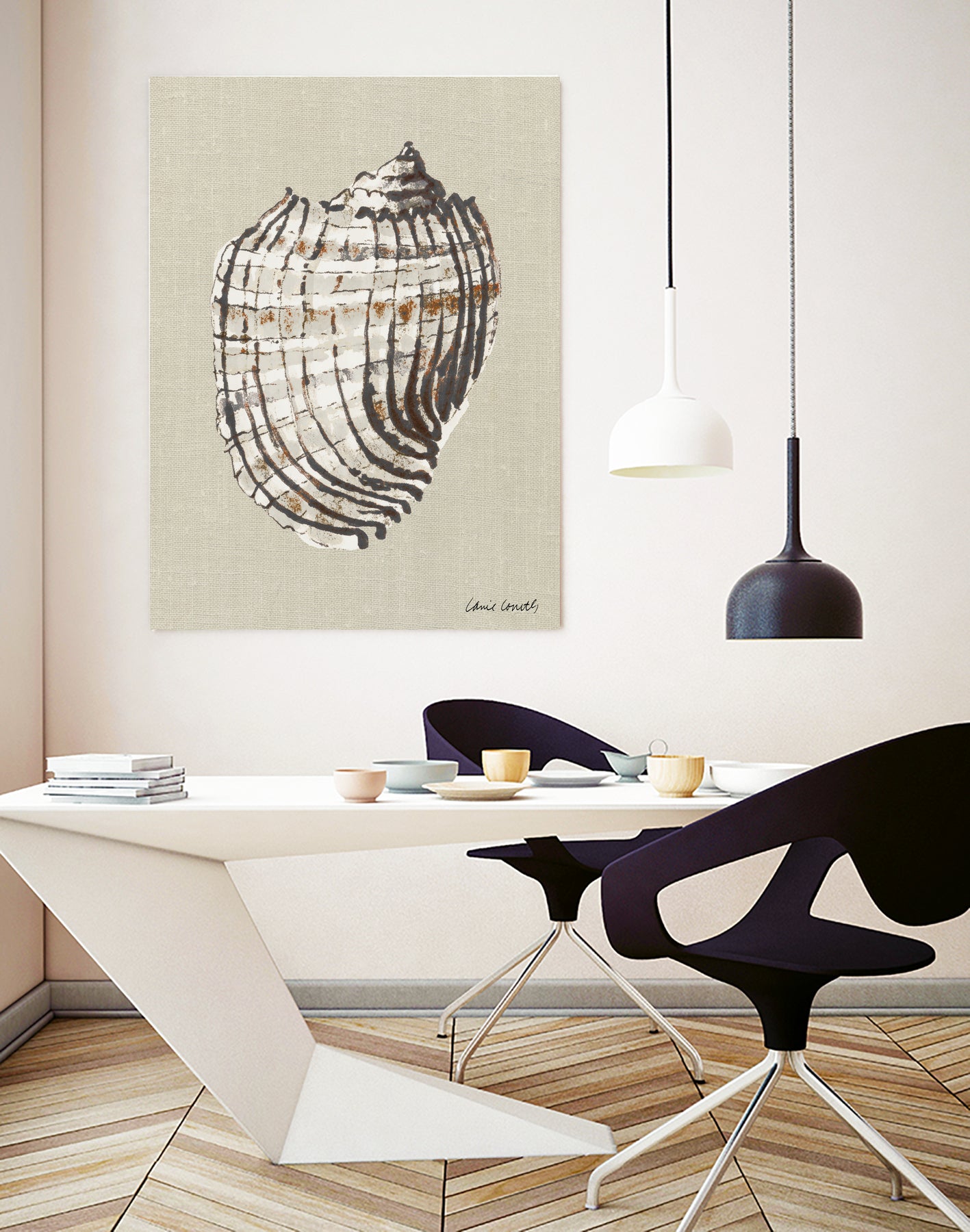 Shell on Burlap I by Lanie  Loreth on GIANT ART - coastal shell