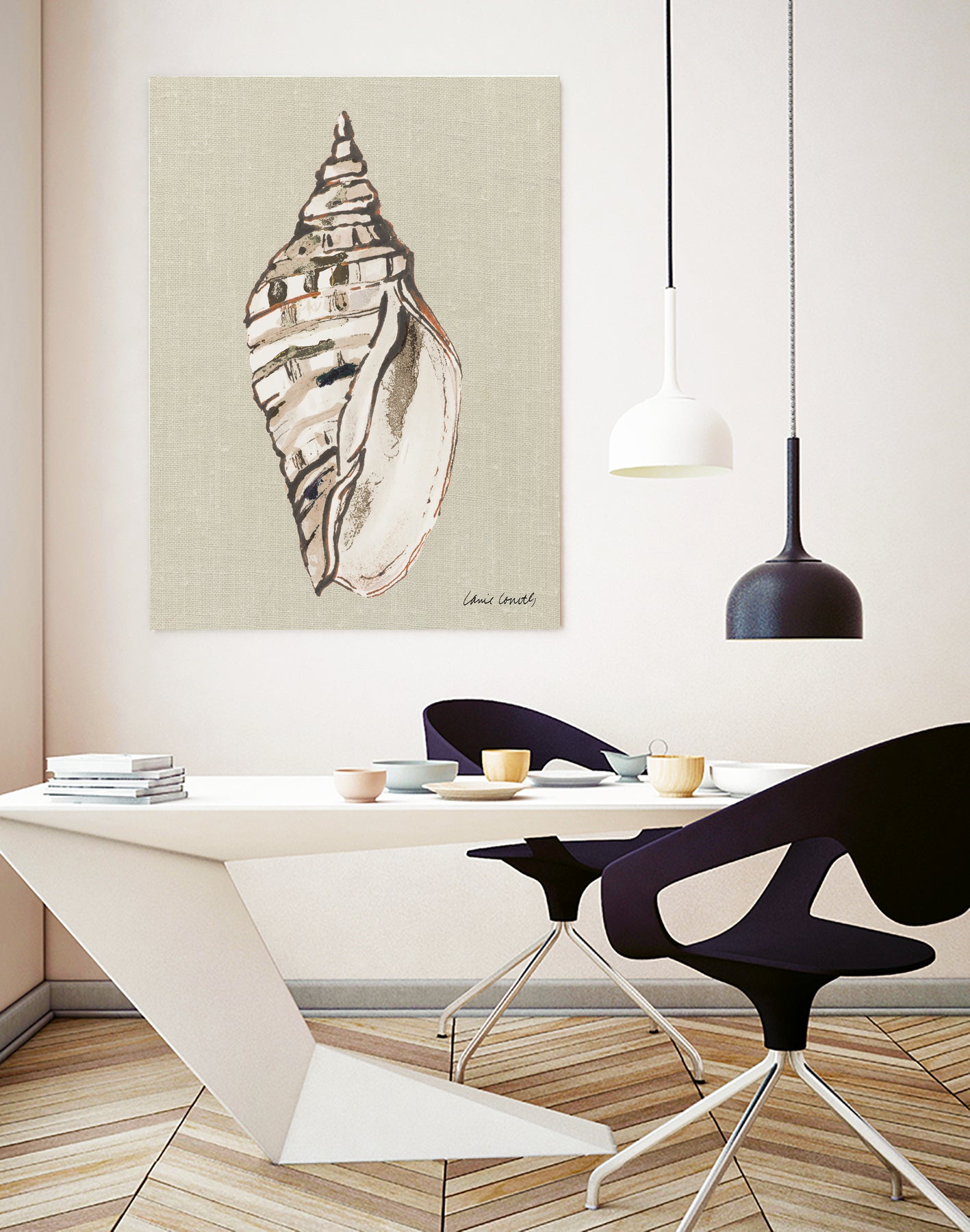 Shell on Burlap II by Lanie  Loreth on GIANT ART - coastal shell