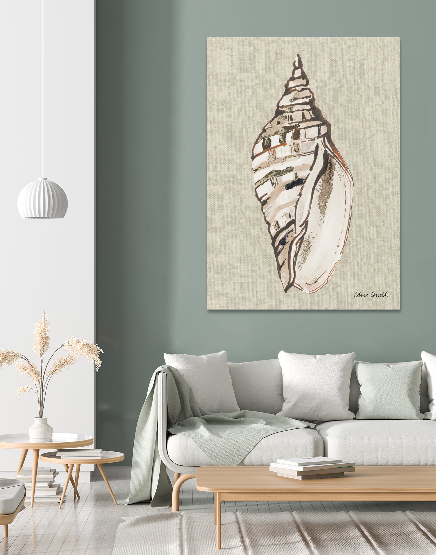 Shell on Burlap II by Lanie  Loreth on GIANT ART - coastal shell