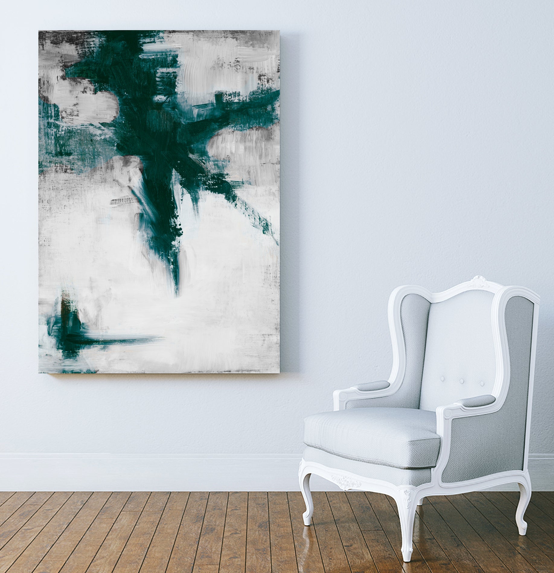 Dark Teal Room Abstract by Walt Johnson on GIANT ART - abstract dark
