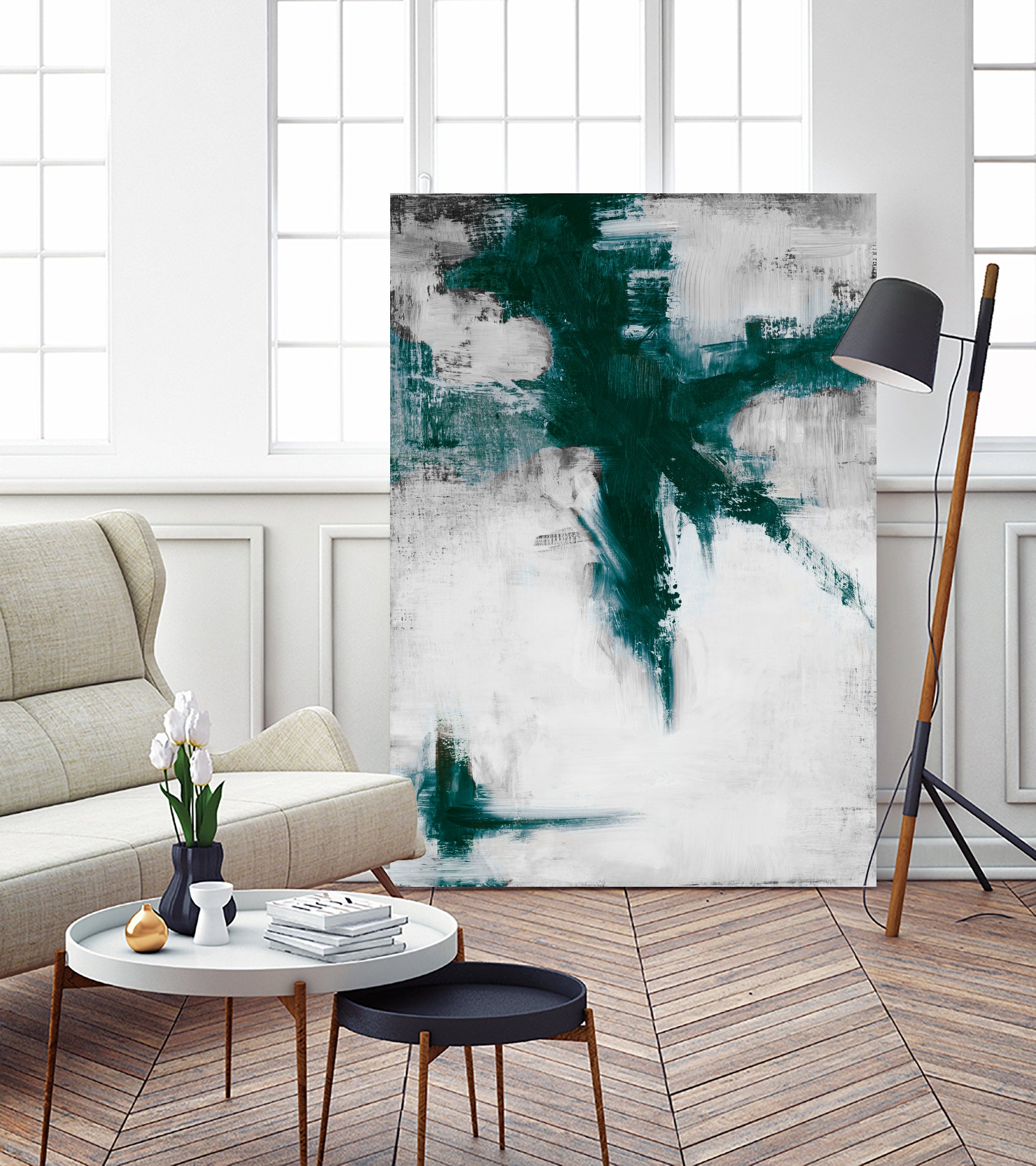 Dark Teal Room Abstract by Walt Johnson on GIANT ART - abstract dark