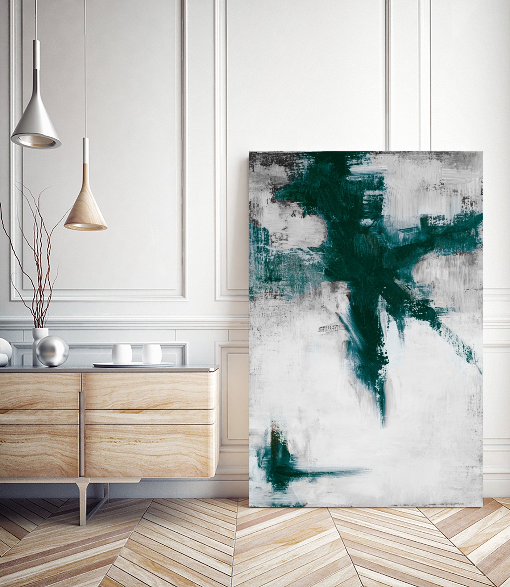 Dark Teal Room Abstract by Walt Johnson on GIANT ART - abstract dark