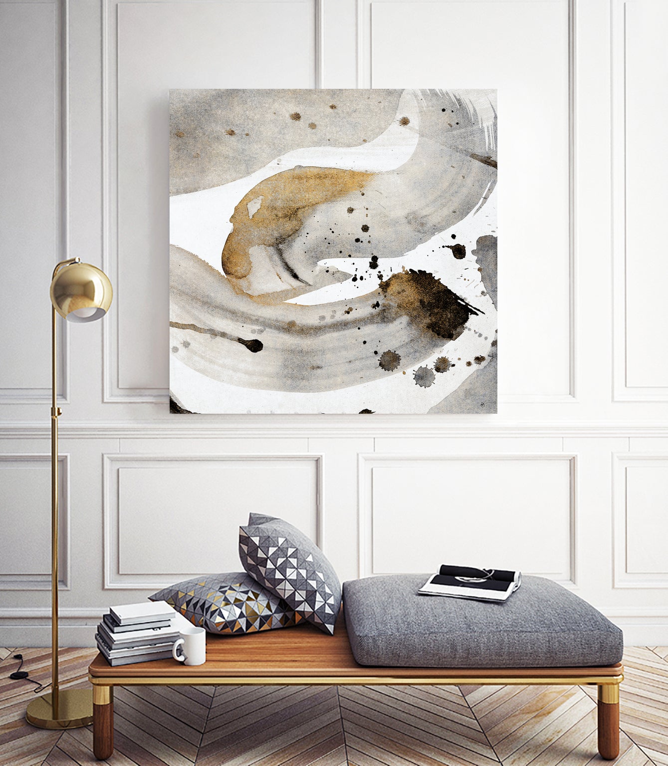 Gray Paint Abstract with Gold by Kat Papa on GIANT ART - abstract gray