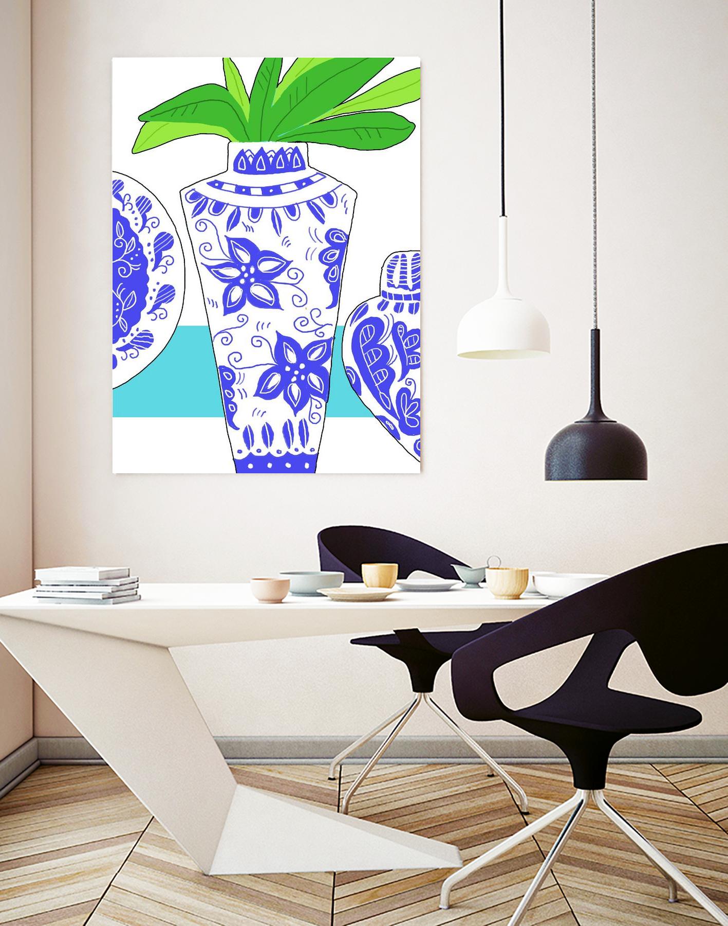 Blue Vase I by Deidre Mosher on GIANT ART - decorative