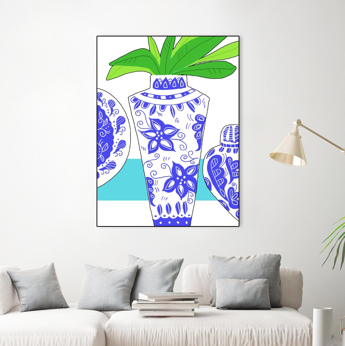 Blue Vase I by Deidre Mosher on GIANT ART - decorative