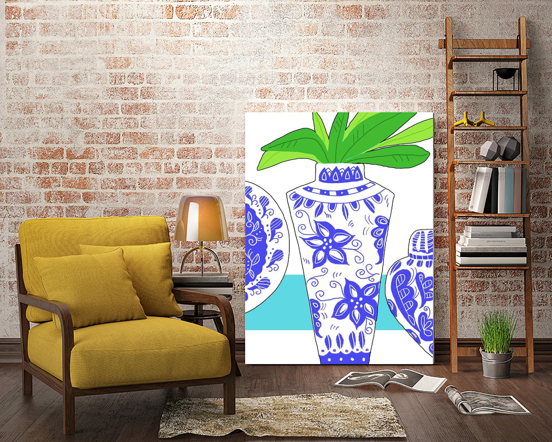 Blue Vase I by Deidre Mosher on GIANT ART - decorative