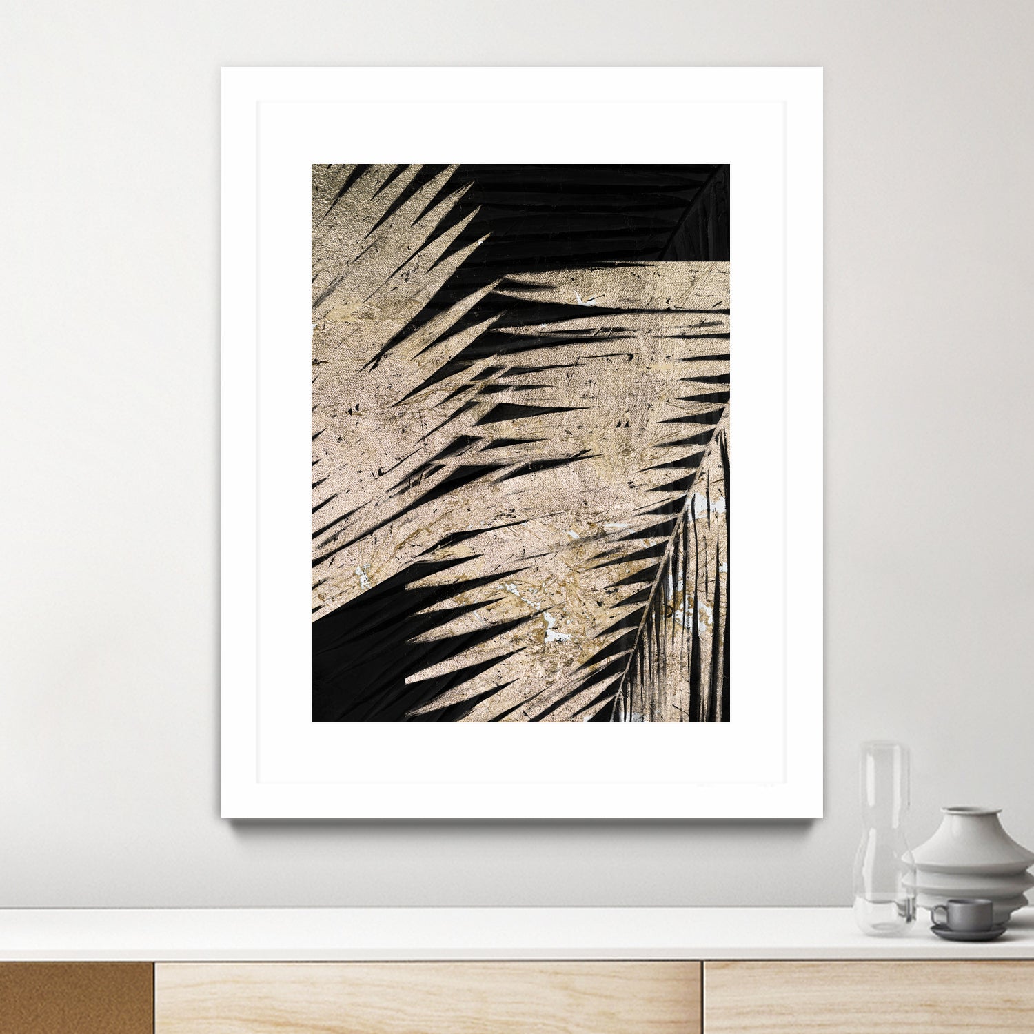 Neutral Palmas on Black I by Patricia Pinto on GIANT ART - palms palmas