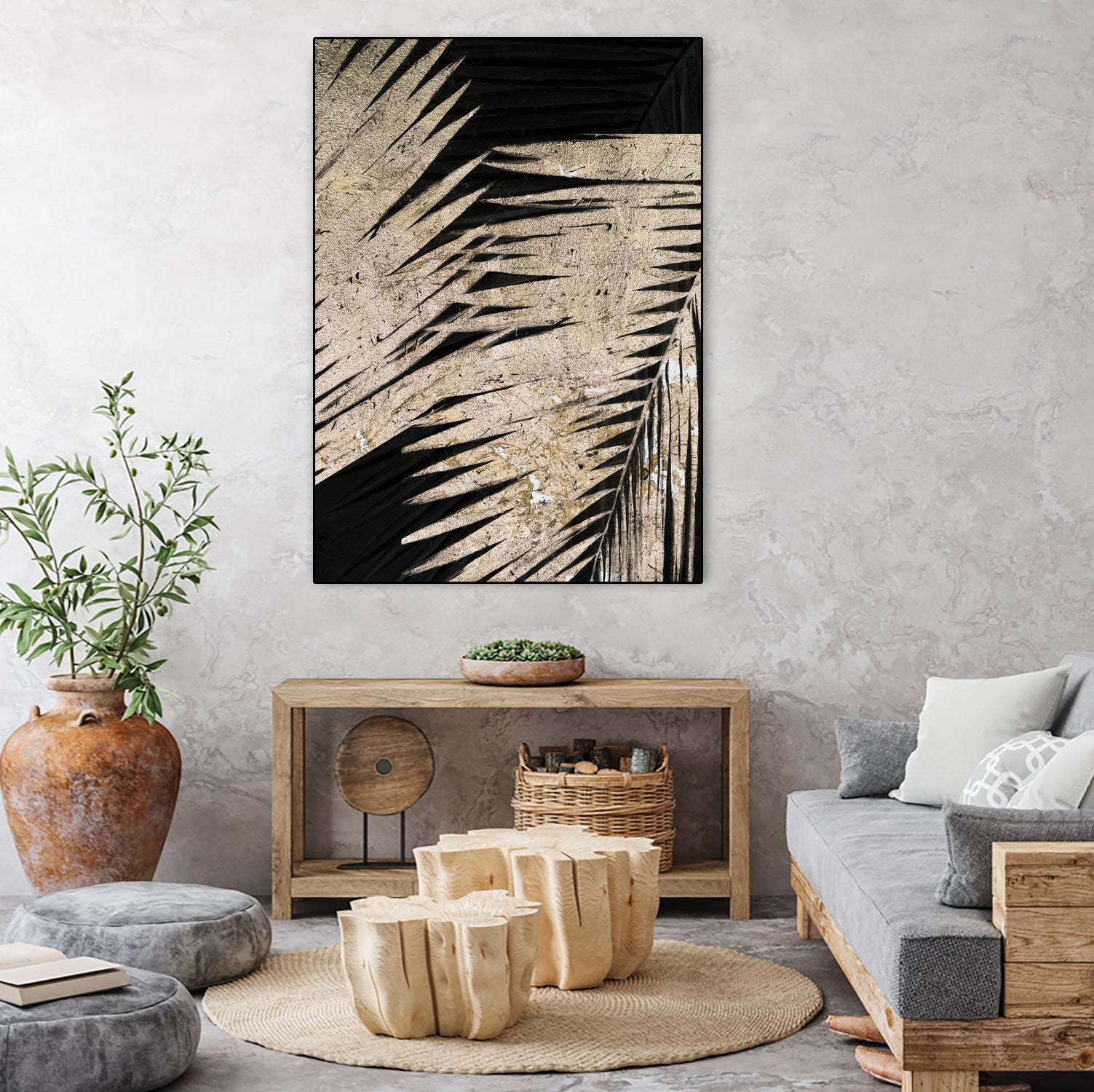 Neutral Palmas on Black I by Patricia Pinto on GIANT ART - palms palmas