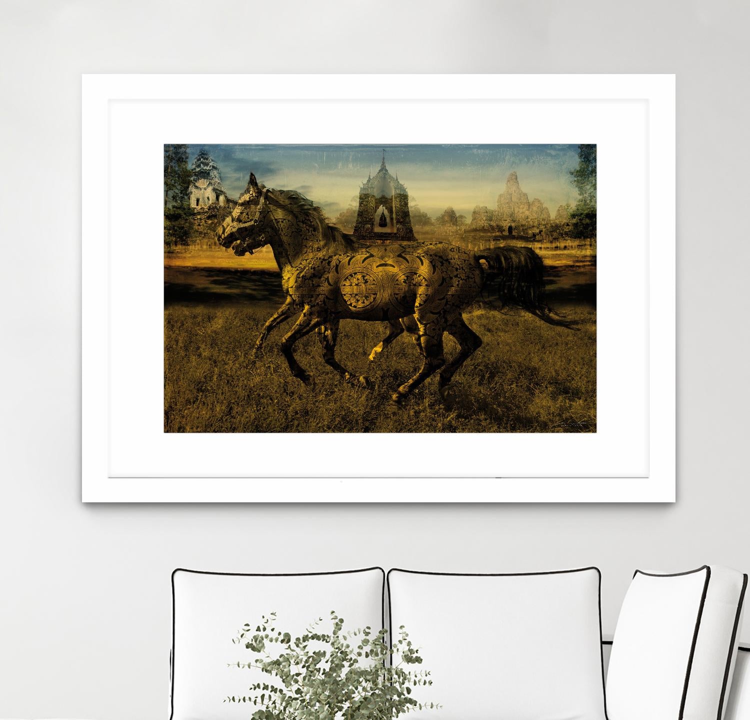 2 Horses by Daniel Stanford on GIANT ART - gold animals exotique