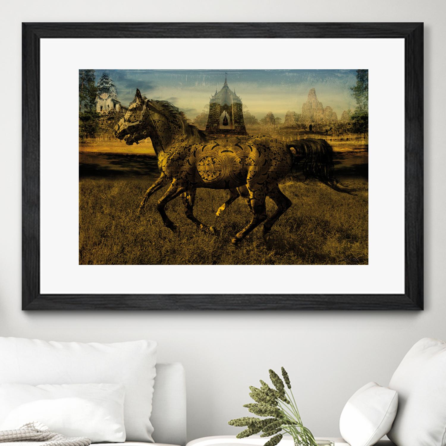 2 Horses by Daniel Stanford on GIANT ART - gold animals exotique