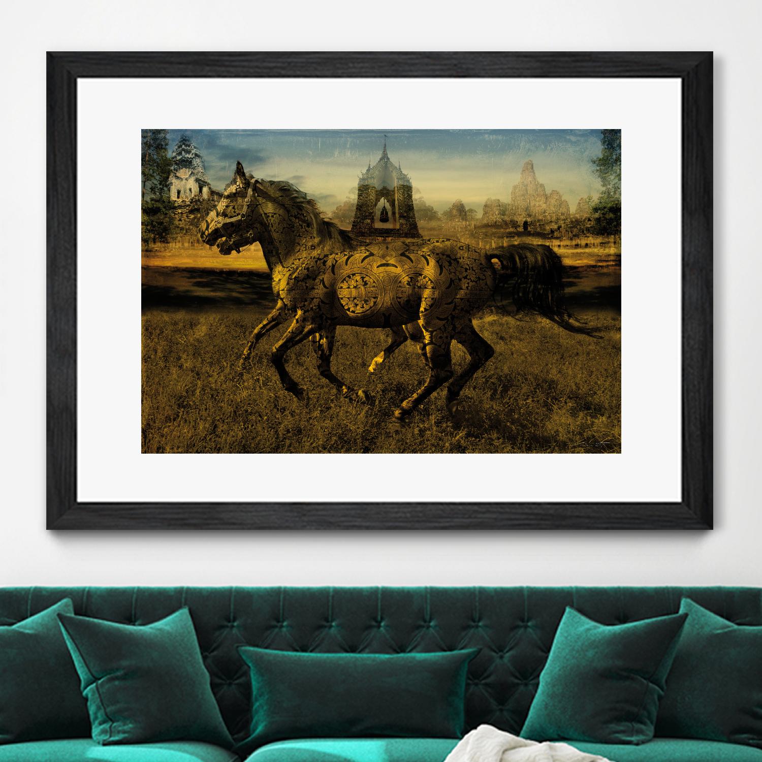 2 Horses by Daniel Stanford on GIANT ART - gold animals exotique