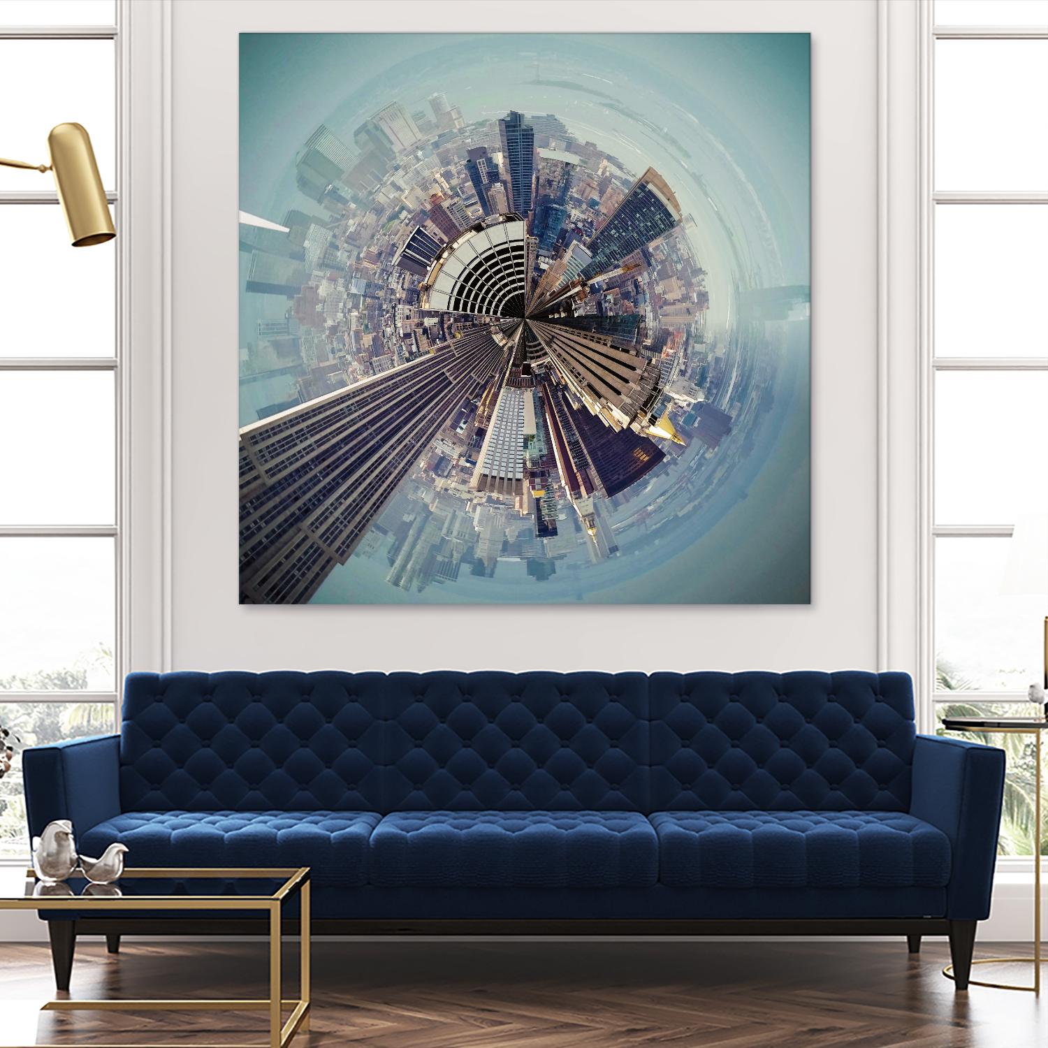 City Center I by Jean-François Dupuis on GIANT ART - blue city scene buildings