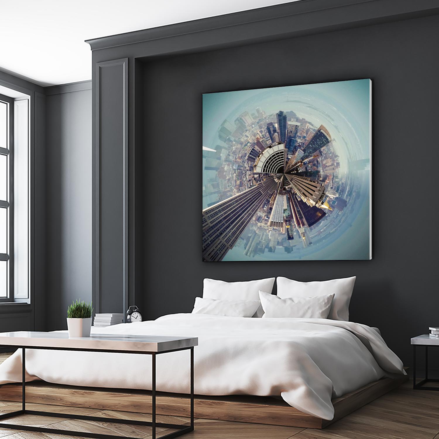 City Center I by Jean-François Dupuis on GIANT ART - blue city scene buildings