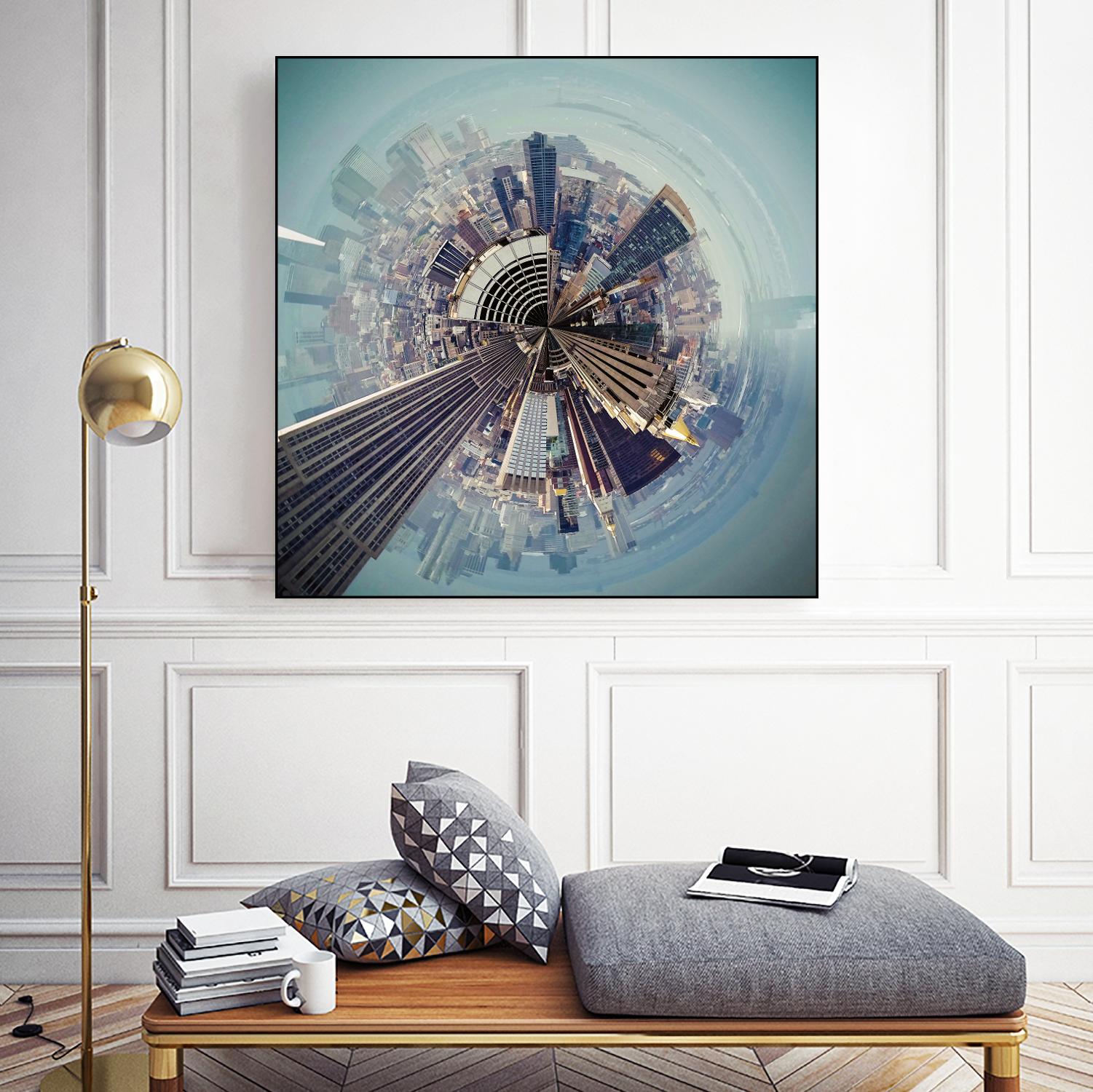 City Center I by Jean-François Dupuis on GIANT ART - blue city scene buildings