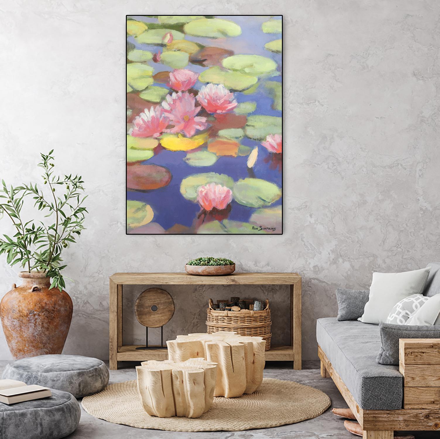 Passion in Pink by Ron Simpkins on GIANT ART - green floral