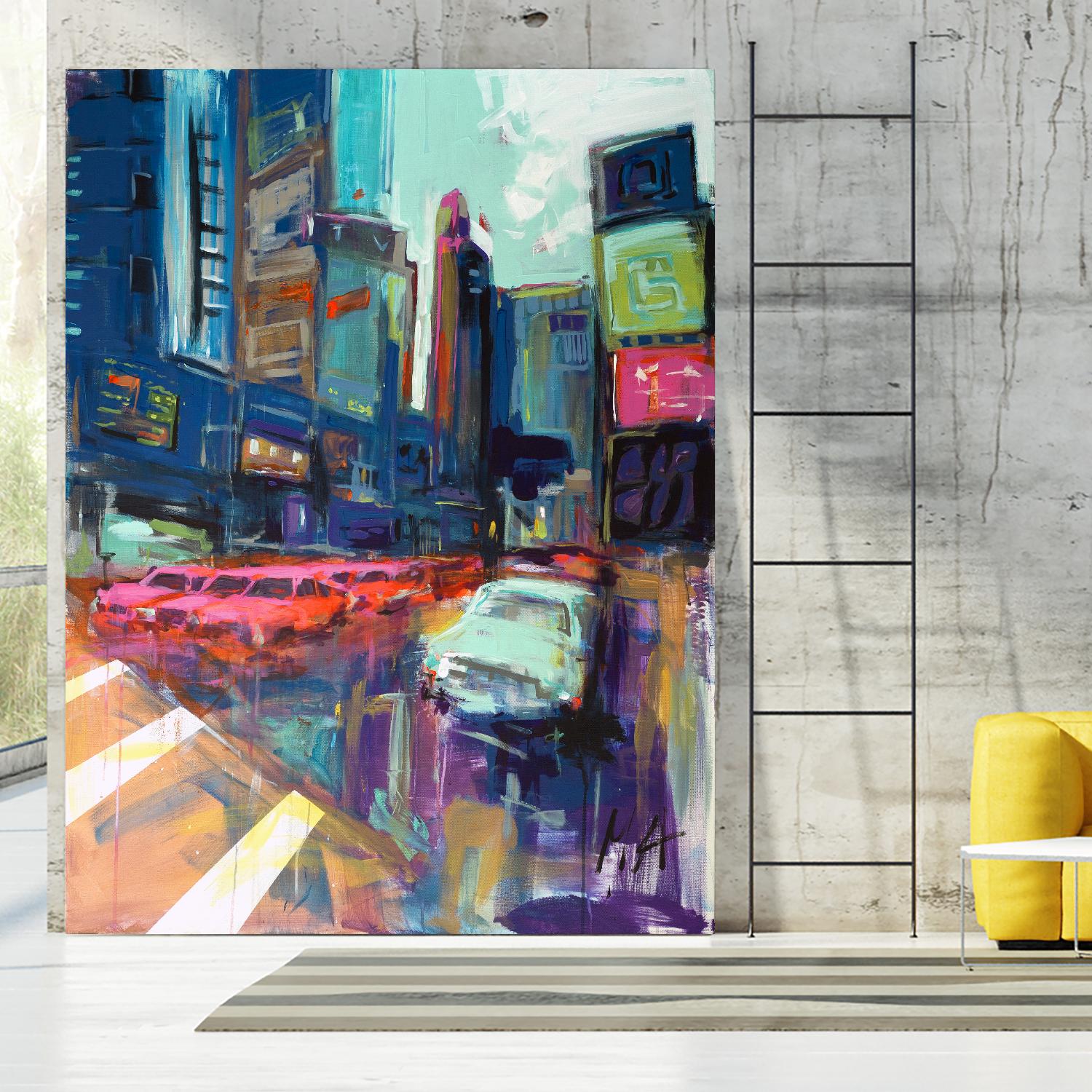 Trafic City by Marc Archambault on GIANT ART - pink city scene