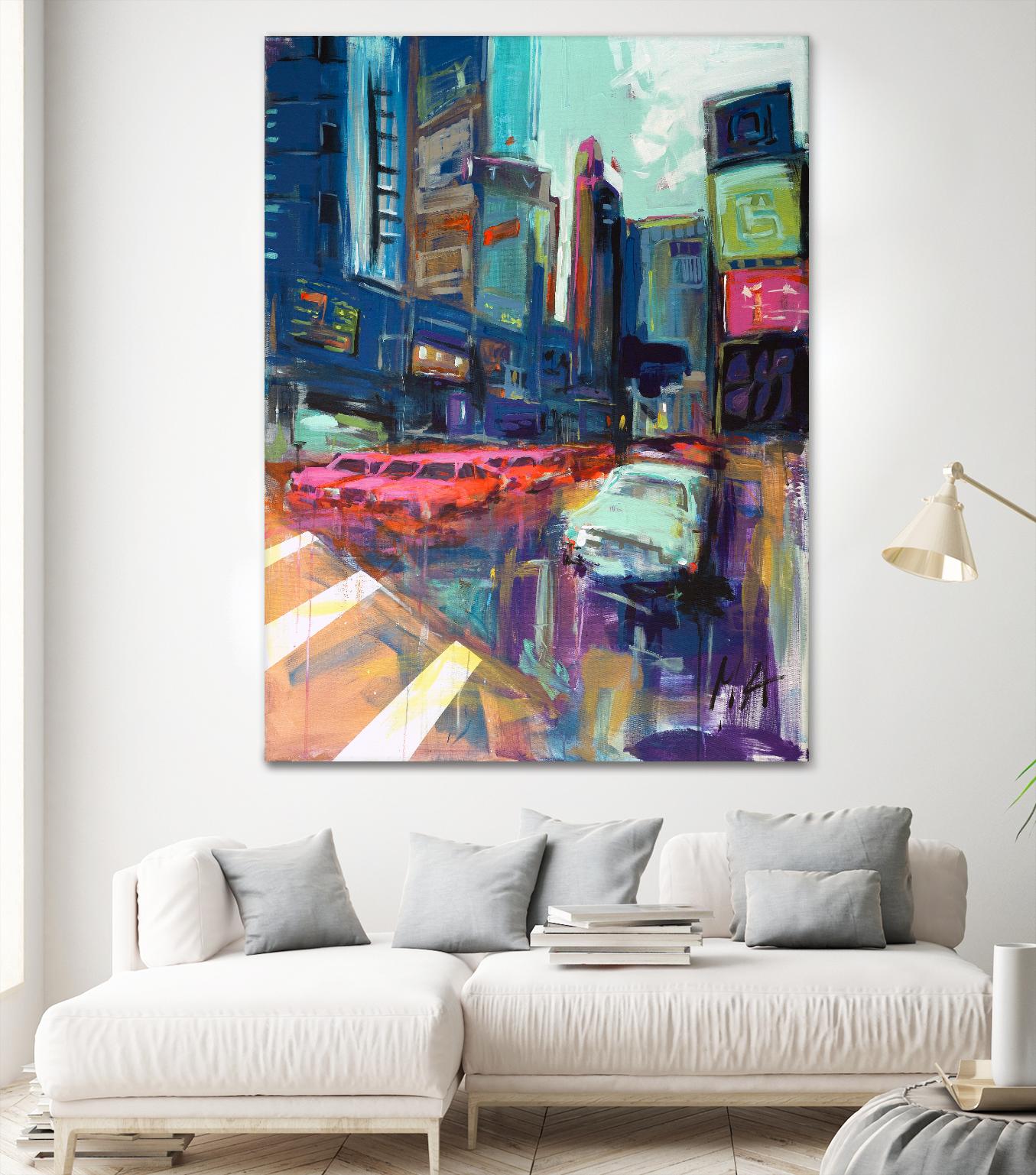 Trafic City by Marc Archambault on GIANT ART - pink city scene