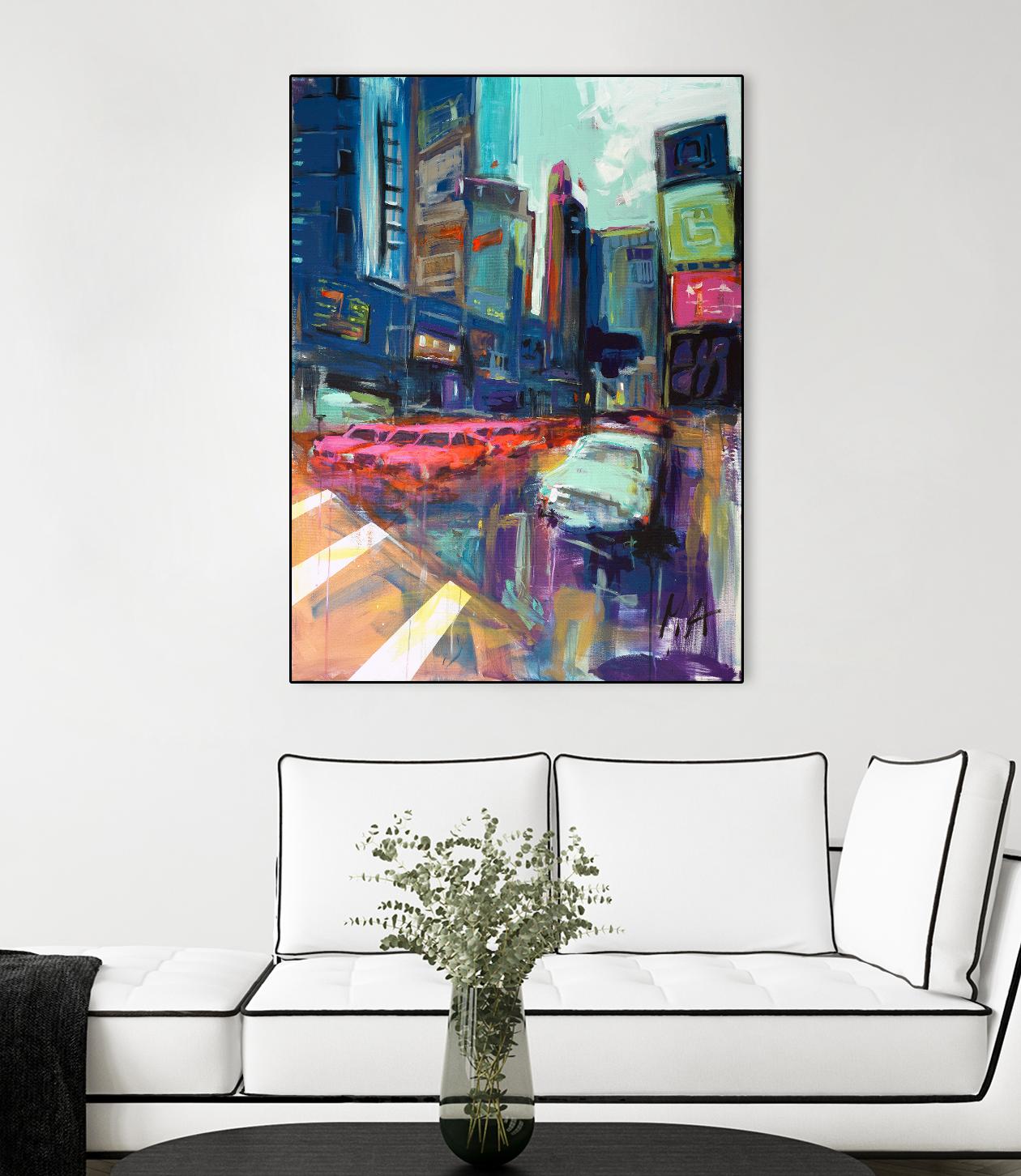 Trafic City by Marc Archambault on GIANT ART - pink city scene