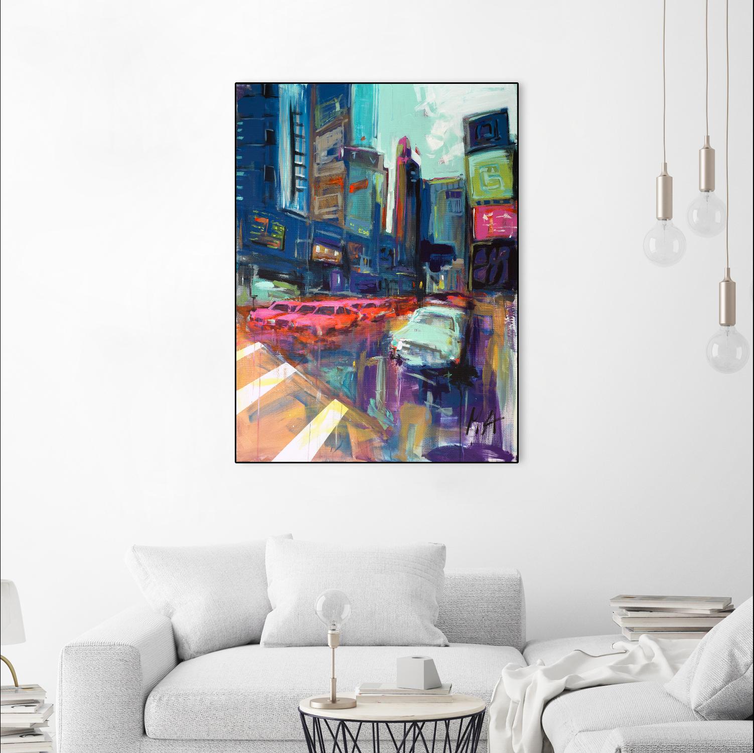 Trafic City by Marc Archambault on GIANT ART - pink city scene