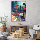 Trafic City by Marc Archambault on GIANT ART - pink city scene