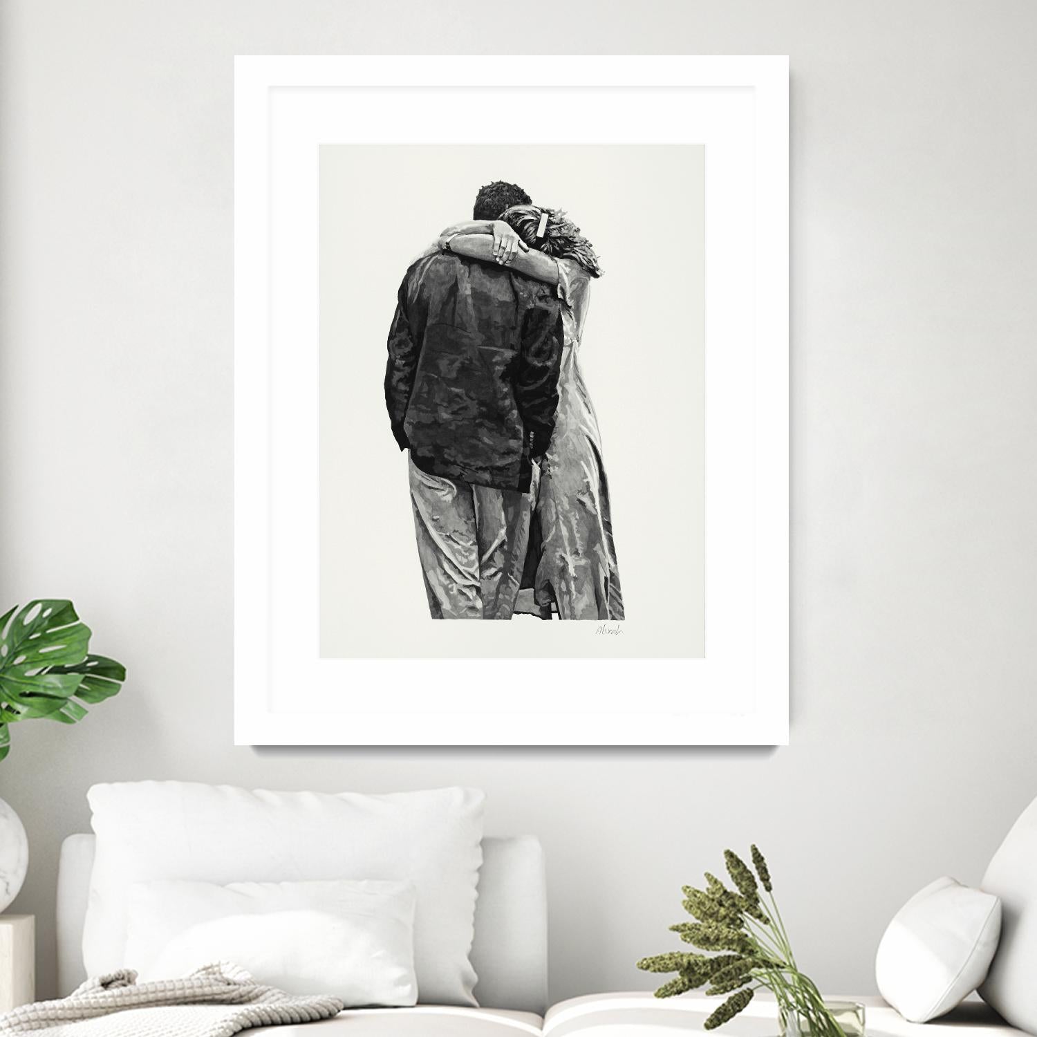 Peter & Rebecca by Gill Alexander on GIANT ART - white black & white couple