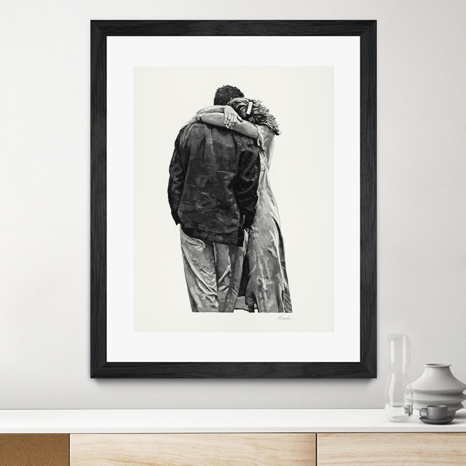 Peter & Rebecca by Gill Alexander on GIANT ART - white black & white couple