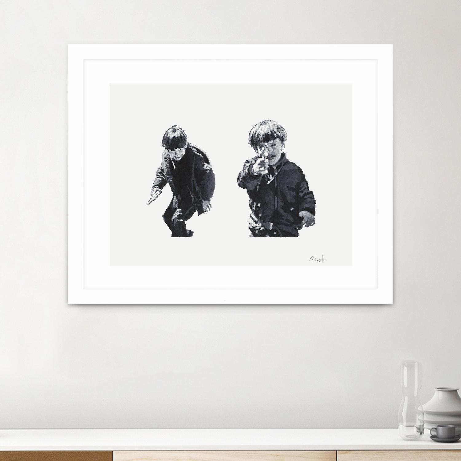 Gun Play by Gill Alexander on GIANT ART - white black & white children