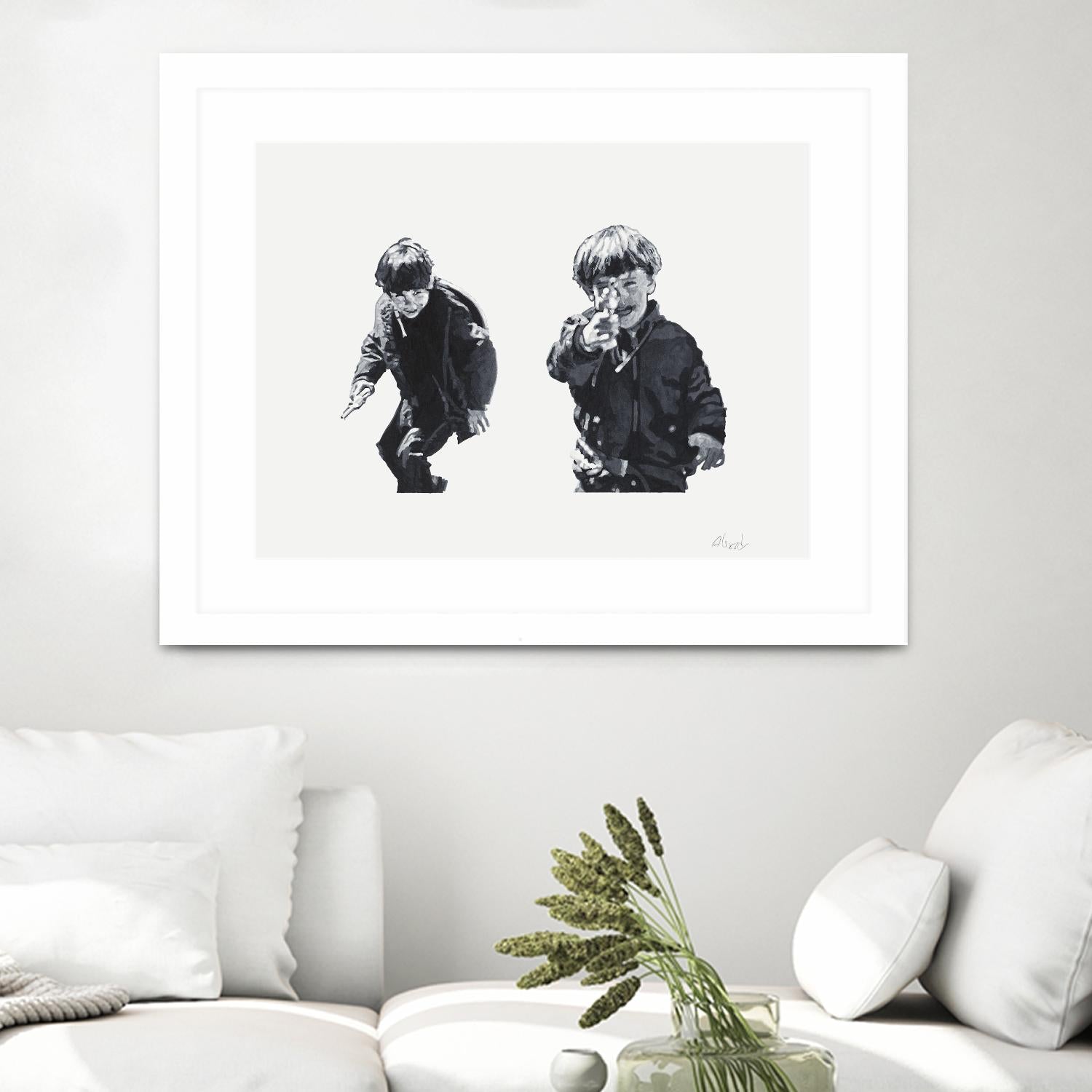 Gun Play by Gill Alexander on GIANT ART - white black & white children
