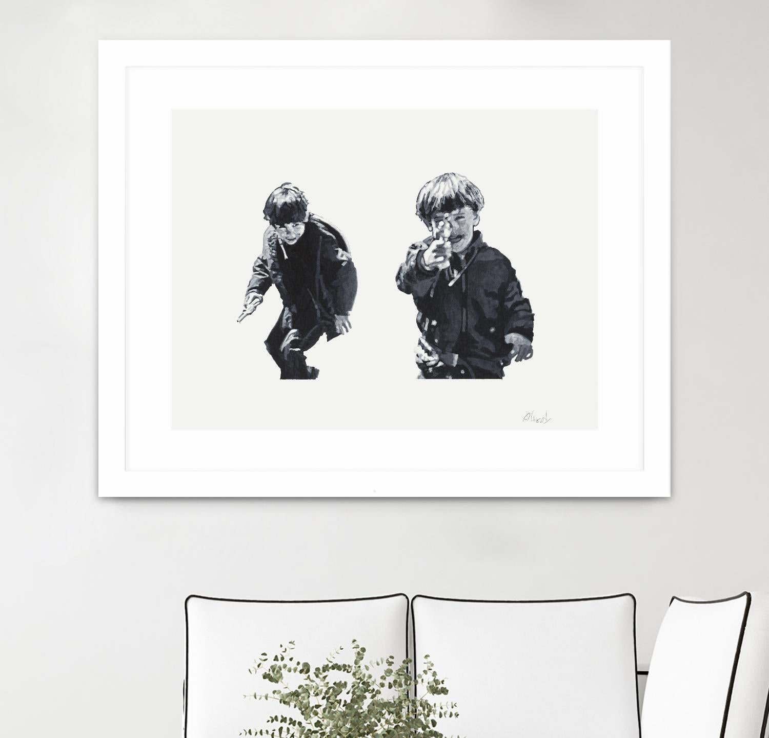 Gun Play by Gill Alexander on GIANT ART - white black & white children