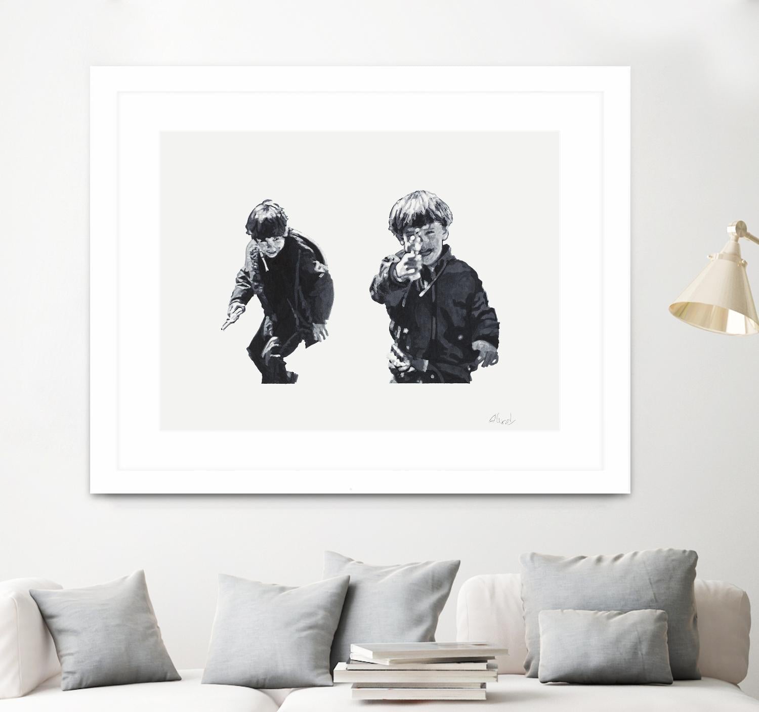 Gun Play by Gill Alexander on GIANT ART - white black & white children