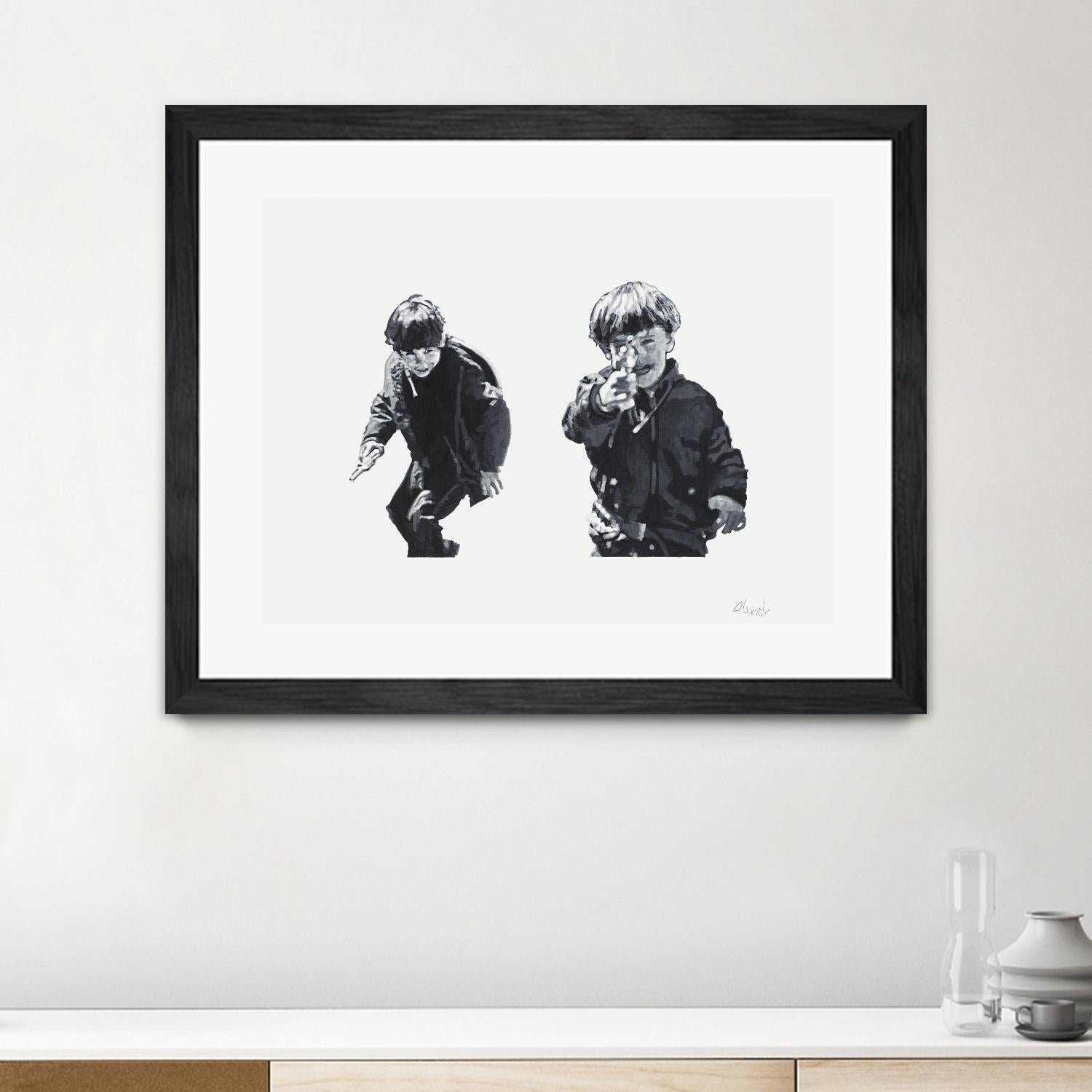 Gun Play by Gill Alexander on GIANT ART - white black & white children
