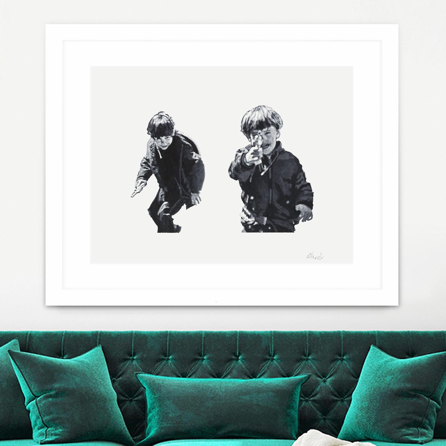 Gun Play by Gill Alexander on GIANT ART - white black & white children