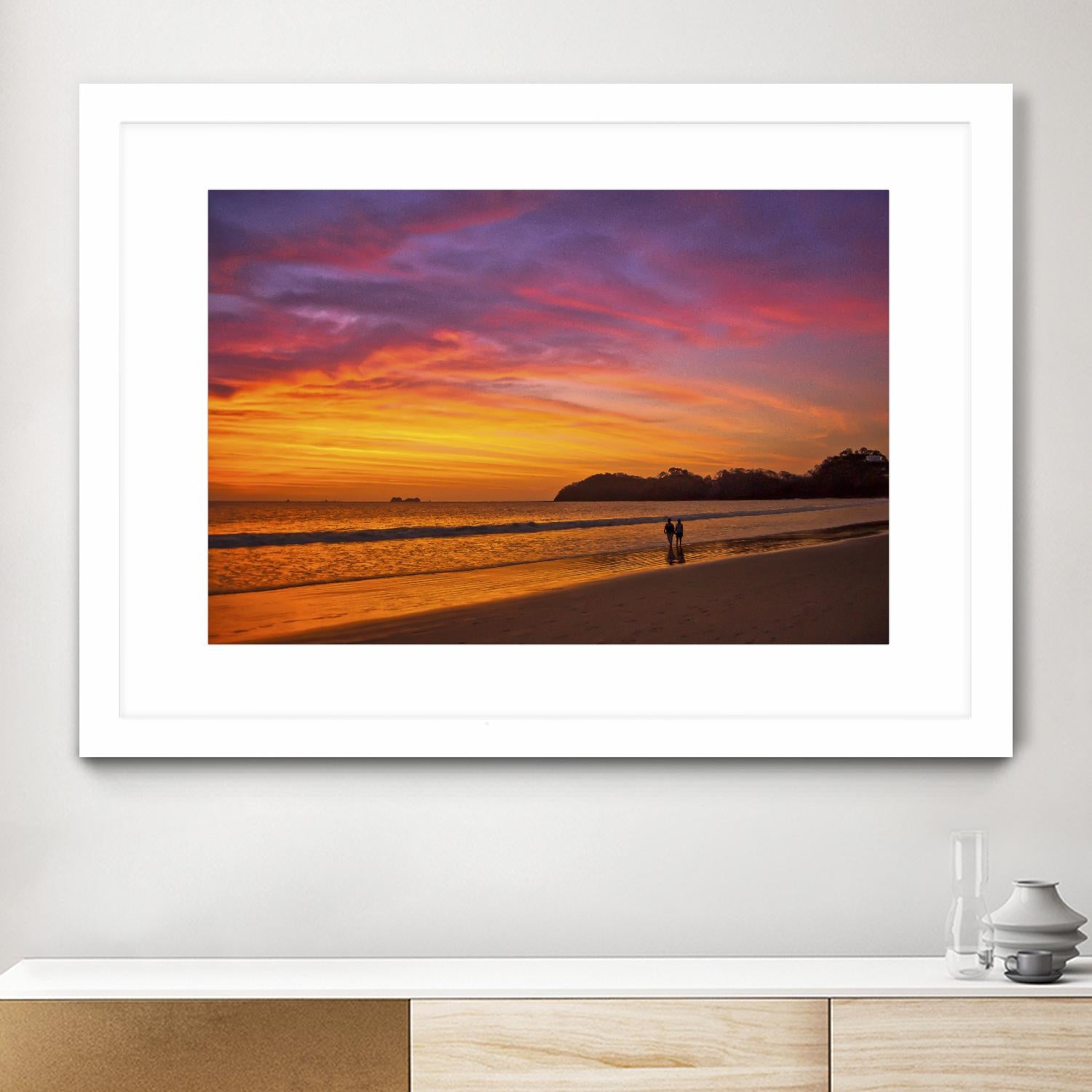 Costa Rican sunset stroll by Nick Jackson on GIANT ART - pink photo art