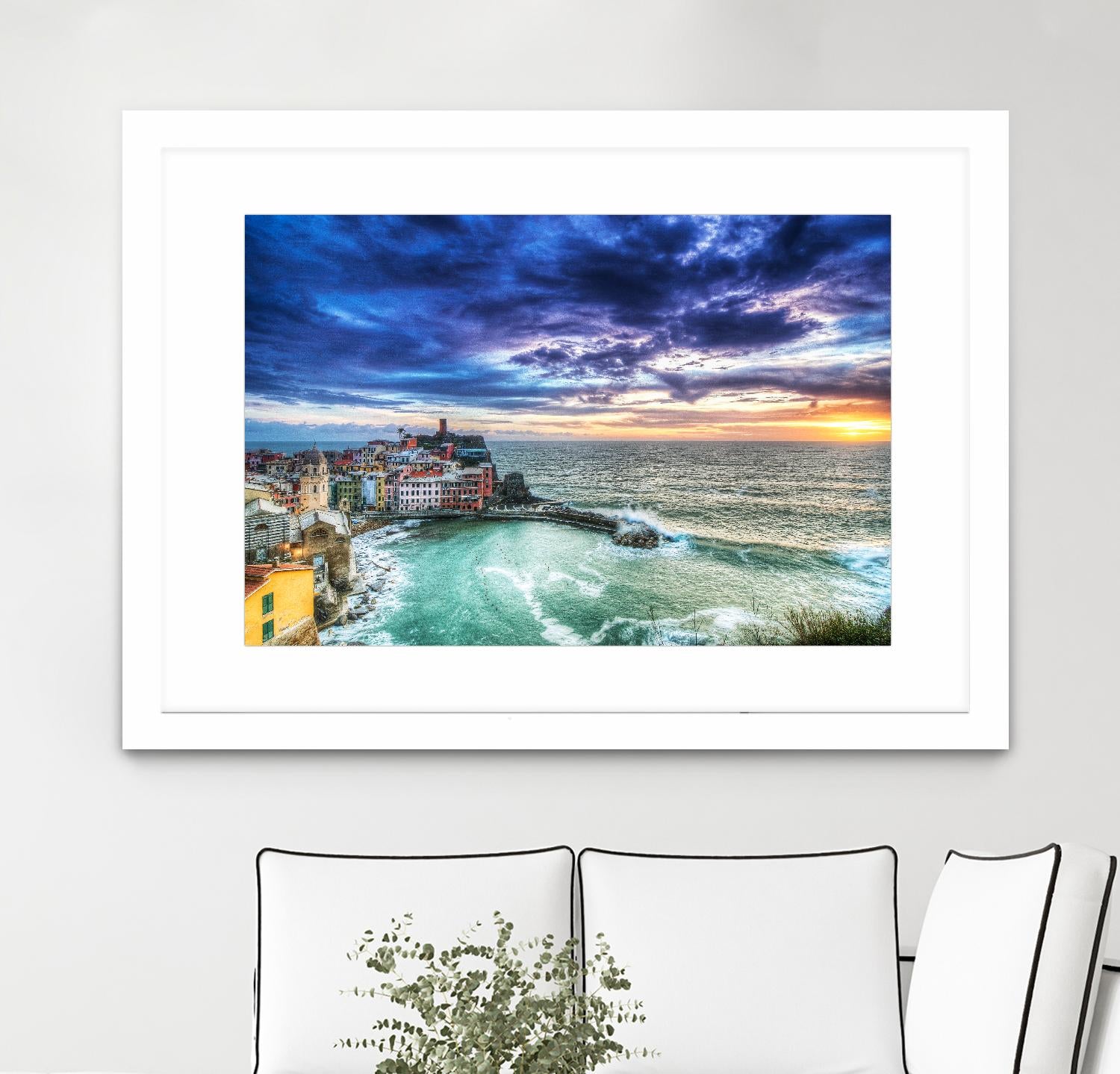 Vernazza Sunset, Cinque Terre, Italy by Nick Jackson on GIANT ART - green costal