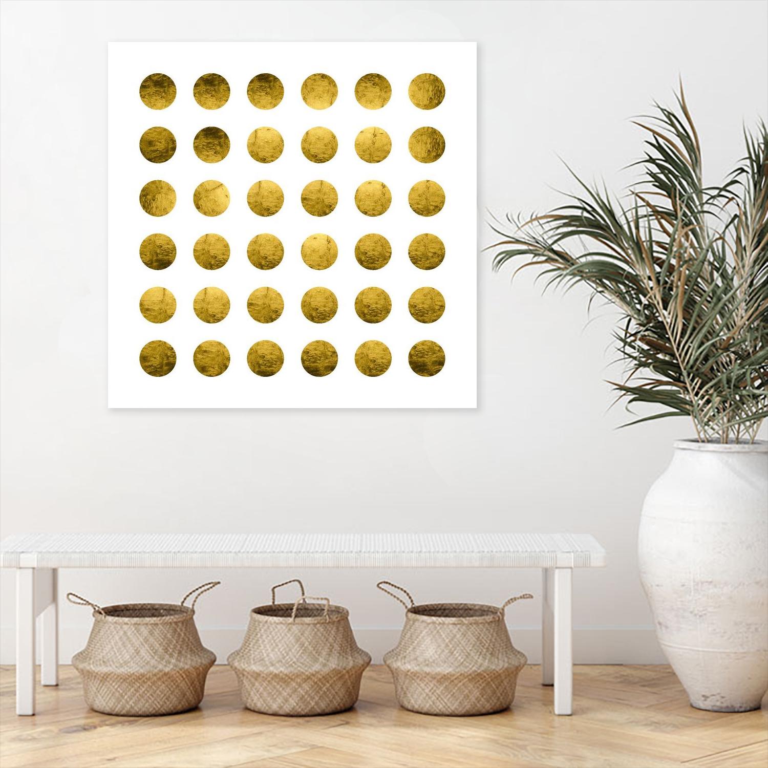 Golden Spots White by Daniel Stanford on GIANT ART - gold abstract