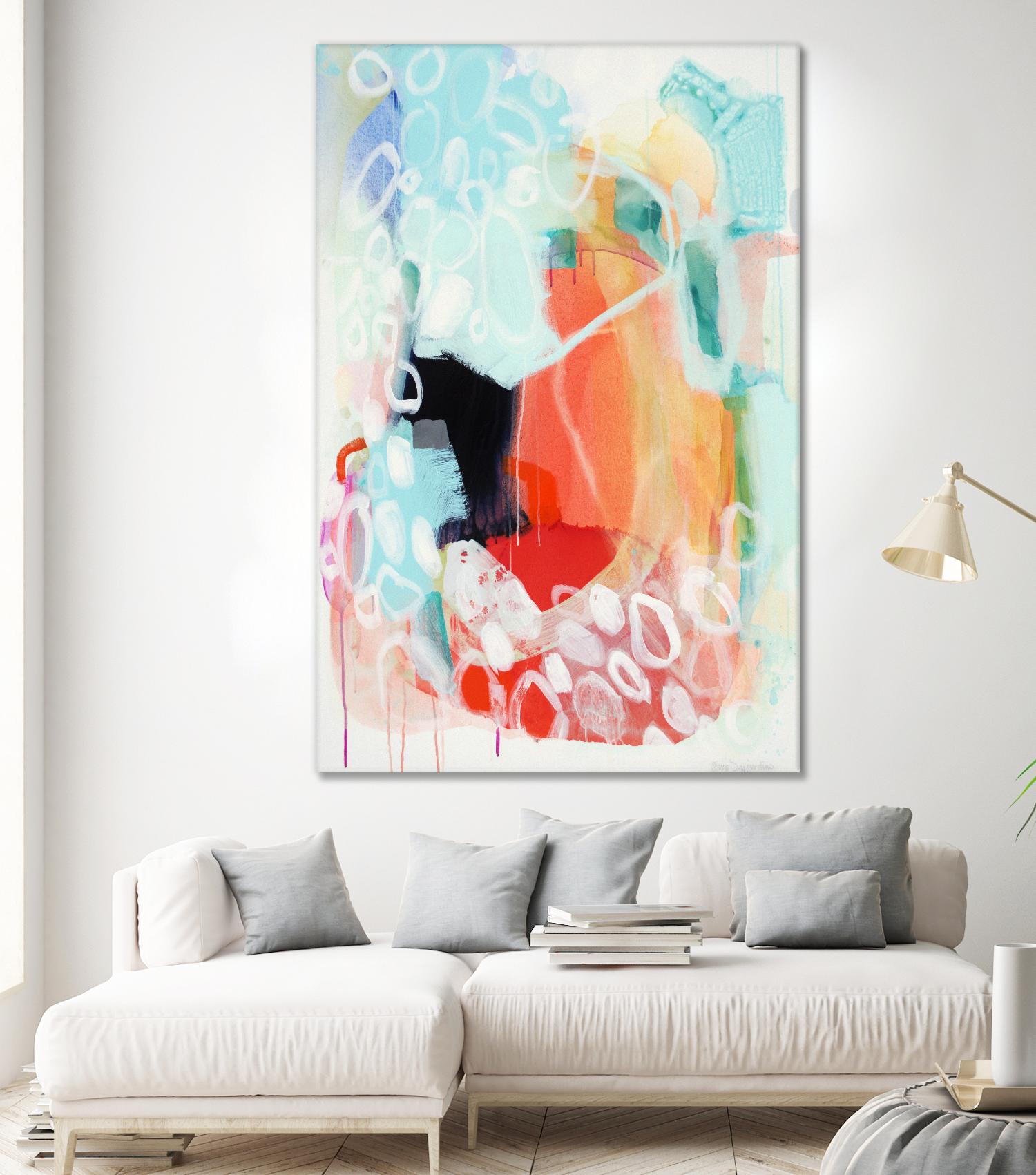 Cherry Creamsicle love by Claire Desjardins on GIANT ART - red abstract pastel